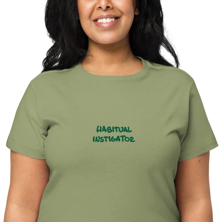 HABITUAL INSTIGATOR (monochrome green) embroidered waist length t-shirt product image (2)