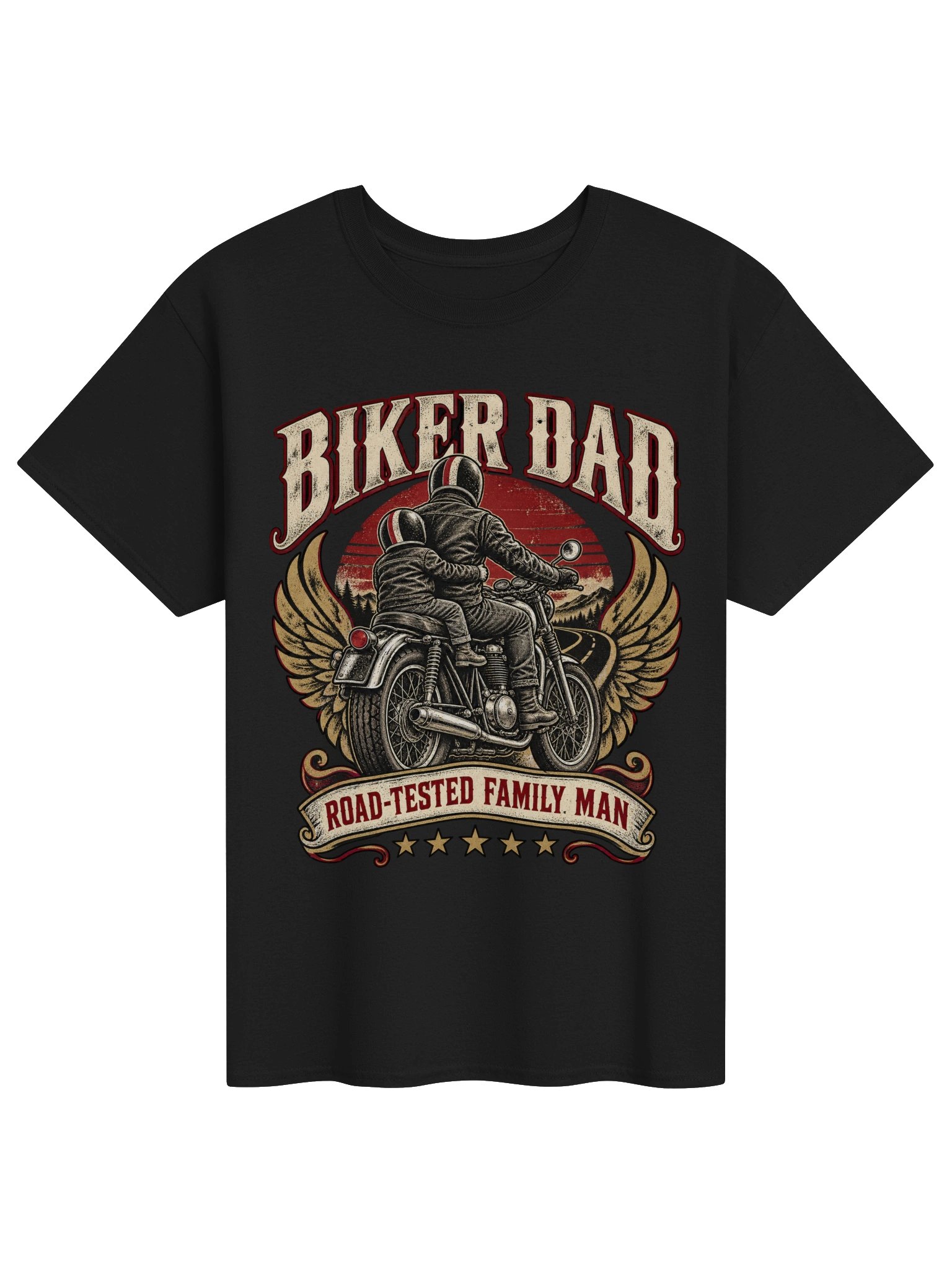 Biker Dad – Road-Tested Family Man Motorcycle T-Shirt product image (1)