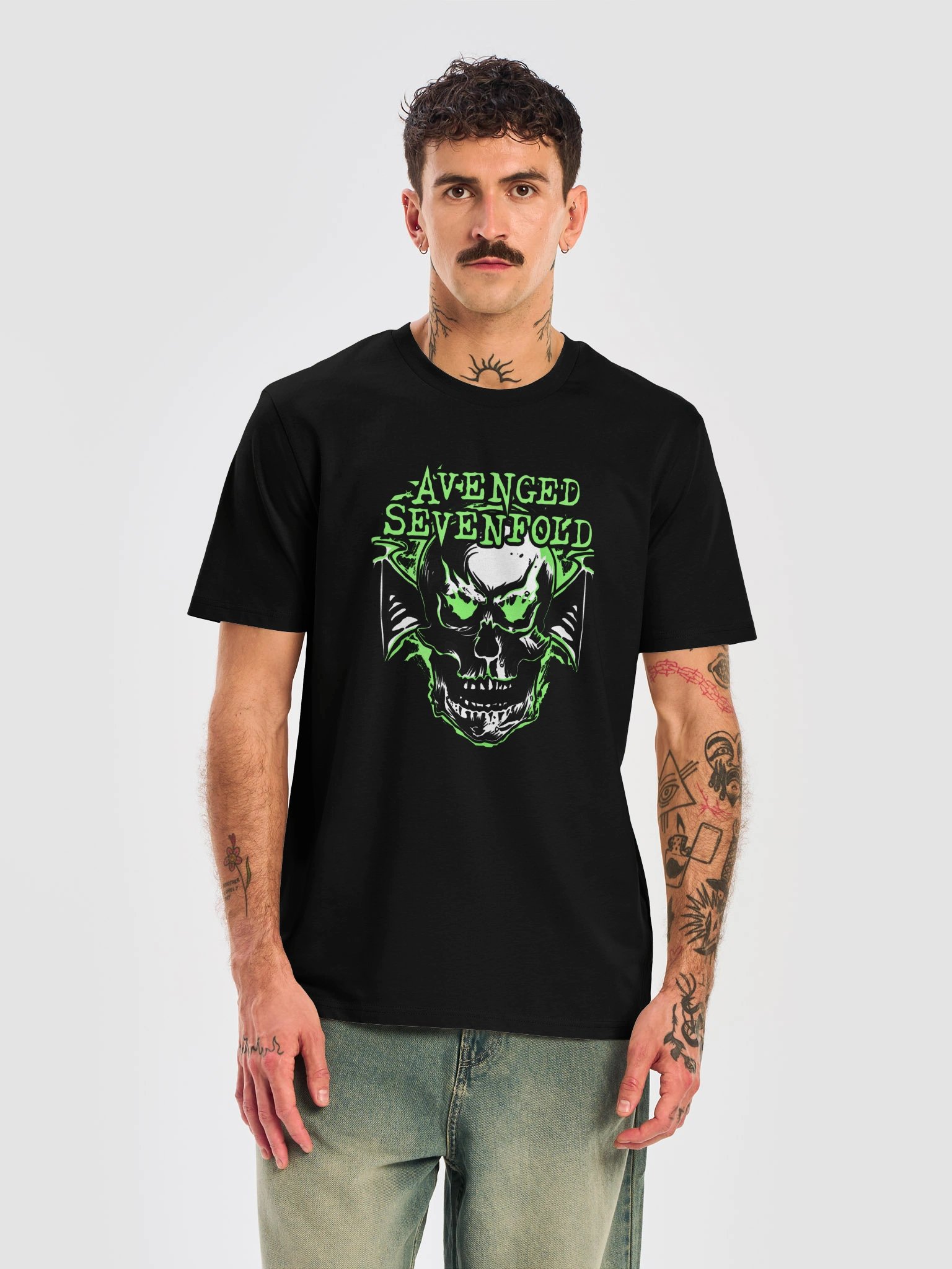 Avenged Sevenfold Deathbat Neon Green T-Shirt | Stanley/Stella Unisex Organic Blank product image (5)