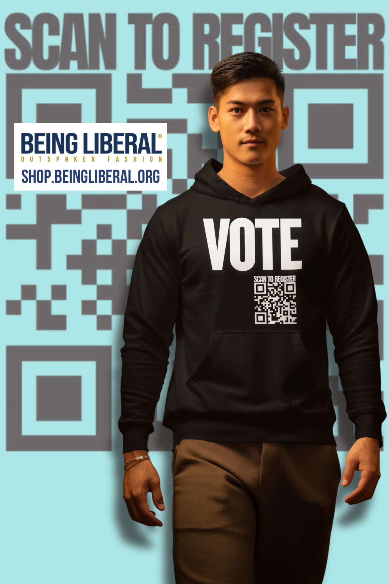 VOTE Scan to Register QR Code Hoodie - Being Liberal product image (2)
