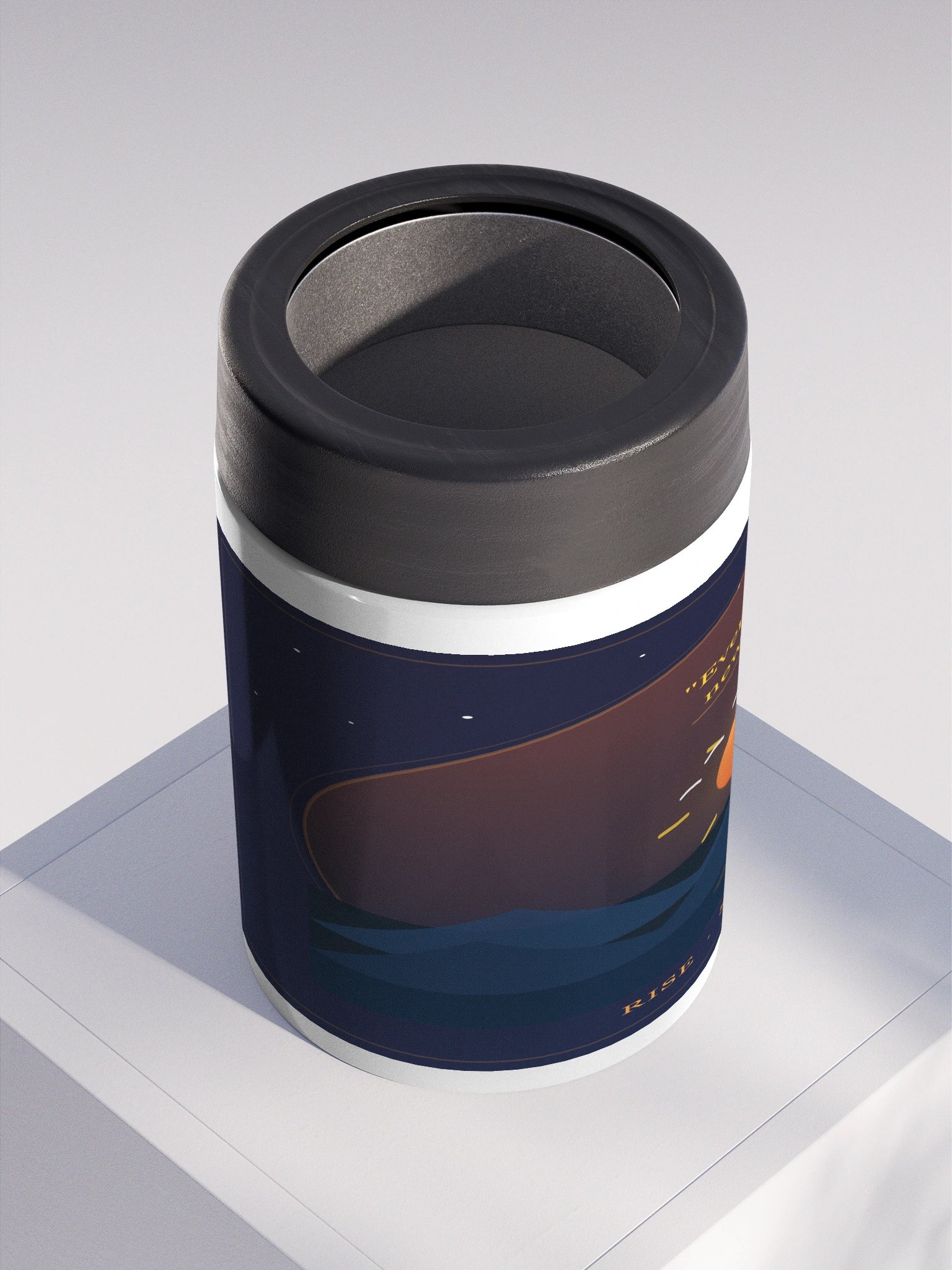 Sunrise Stainless Steel Can Cooler – Rise Shine Repeat Koozie product image (2)