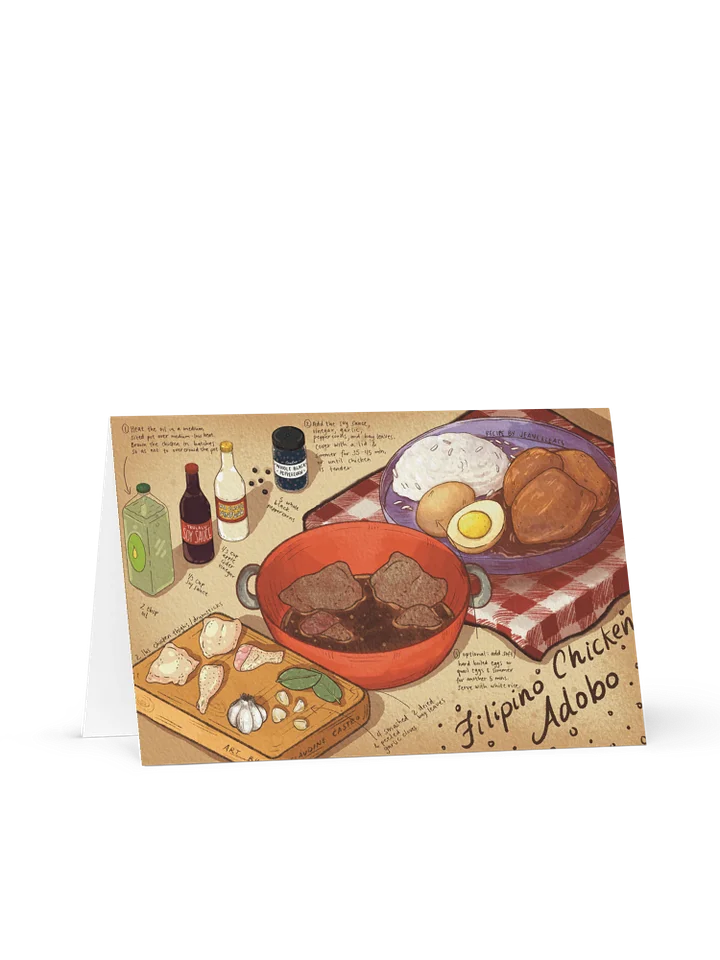 Filipino Chicken Adobo Recipe Art Print Greeting Card product image (1)