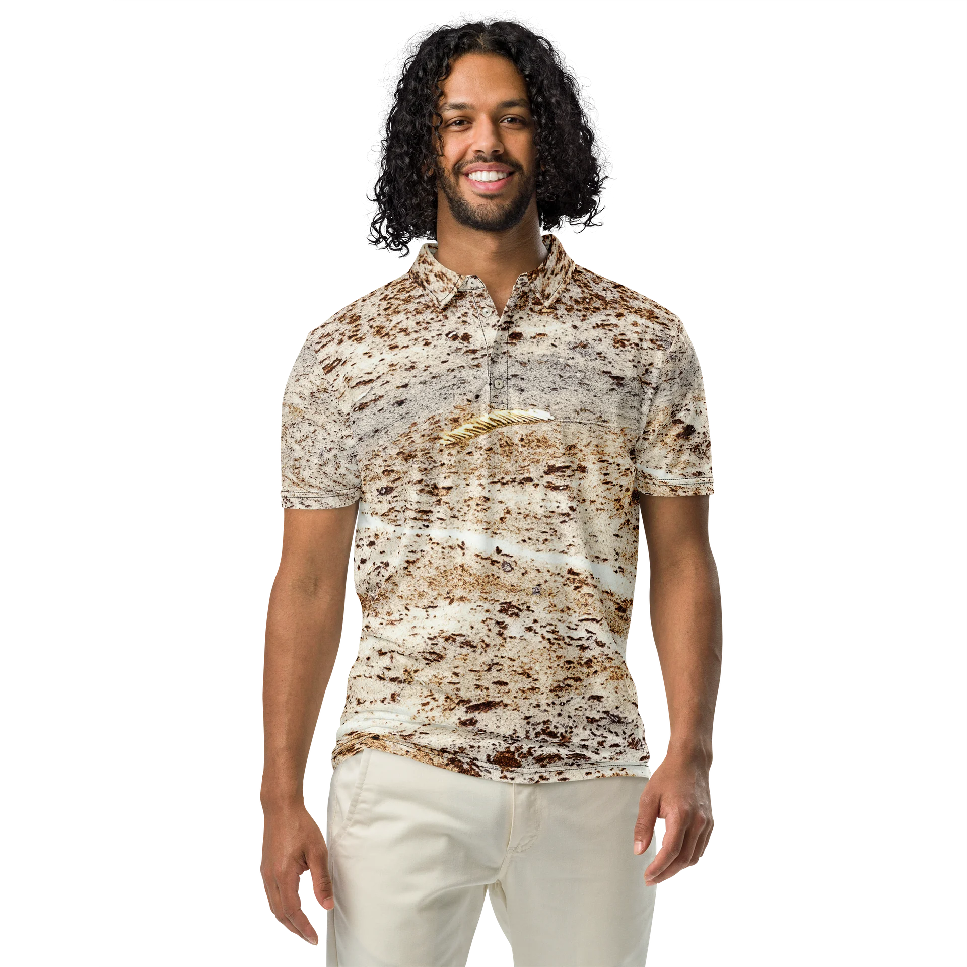 Espresso Swirl Men's All-Over Print Fluid Mocha Slim Fit Polo Shirt product image (3)