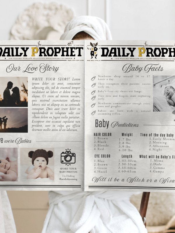 Magical Baby Shower Announcement Newspaper 100% Customizable Template Bundle product image (3)