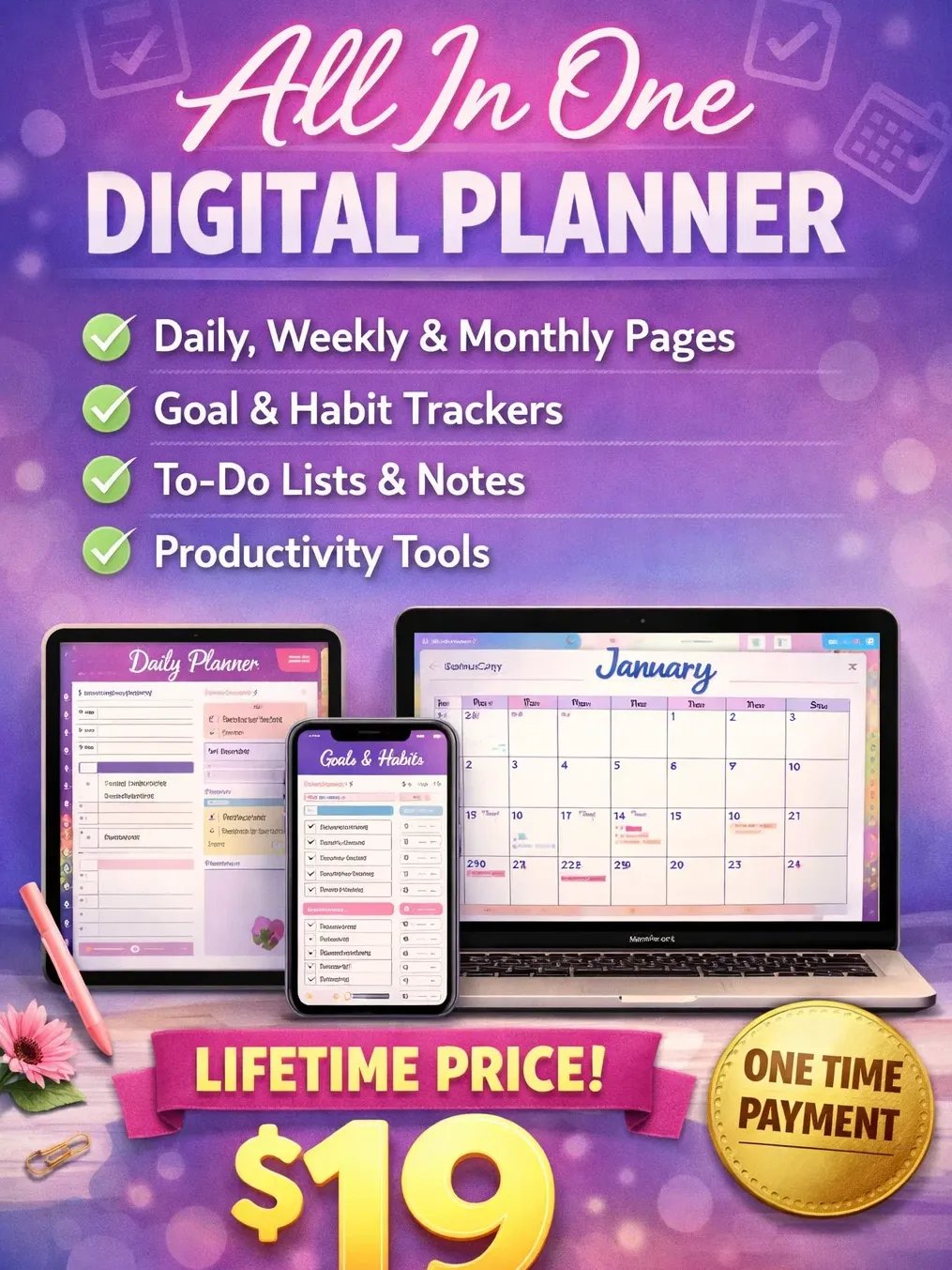 🌐 All-in-One Life Time Planner Planner product image (12)