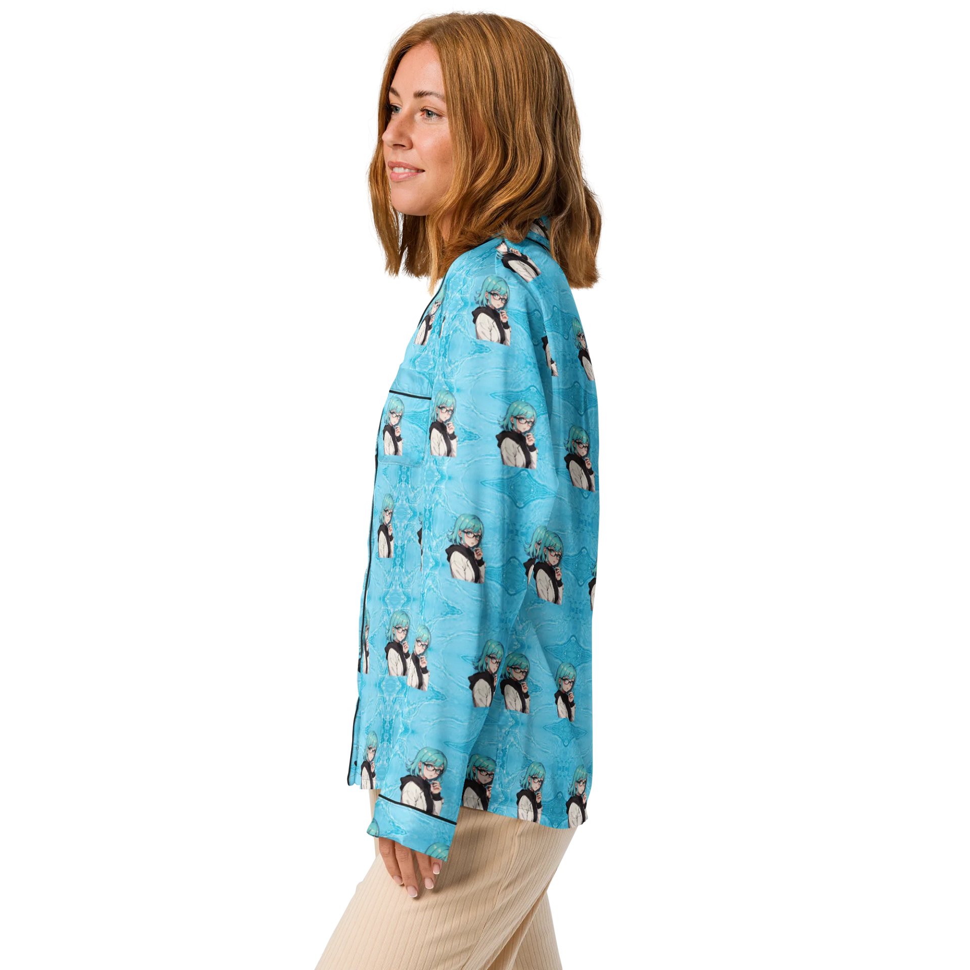 (Aqua WAIFU) K Women's Long Sleeve Pajama Top product image (4)
