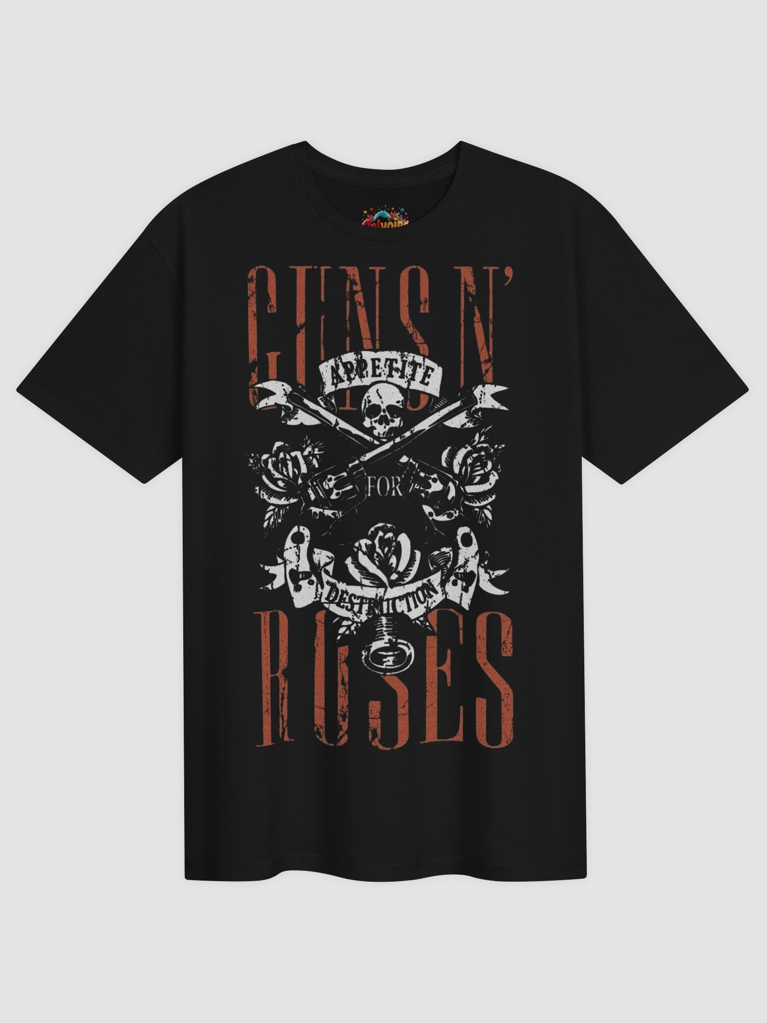 Guns N’ Roses Appetite for Destruction Cross T-Shirt | Hand-Distressed Skull & Roses Artwork | Luxury 80s Hard Rock Streetwear product image (1)