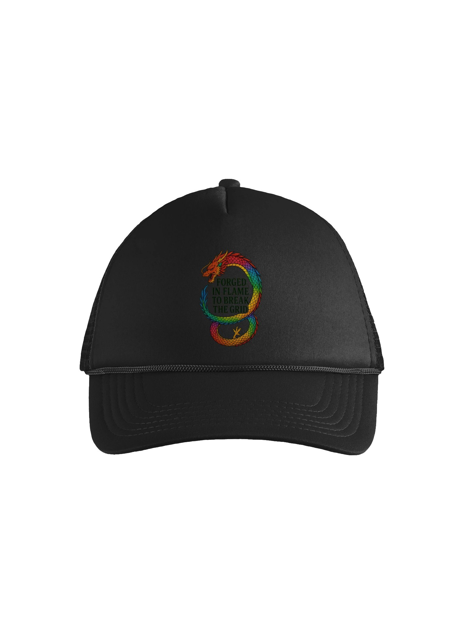 🐉 Flame Signal – Colourful Dragon Trucker Hat Crowned in code. Protected in flame. product image (9)
