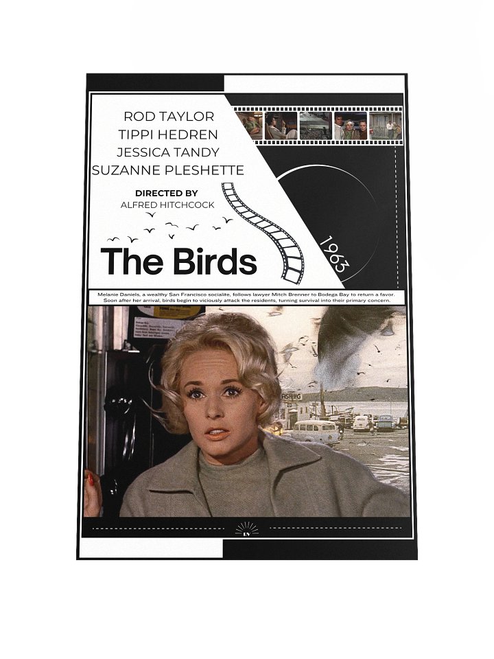 The Birds with Tippi Hedren and Rod Taylor 1963 | Movie Poster | 12x18 Wall Art product image (1)