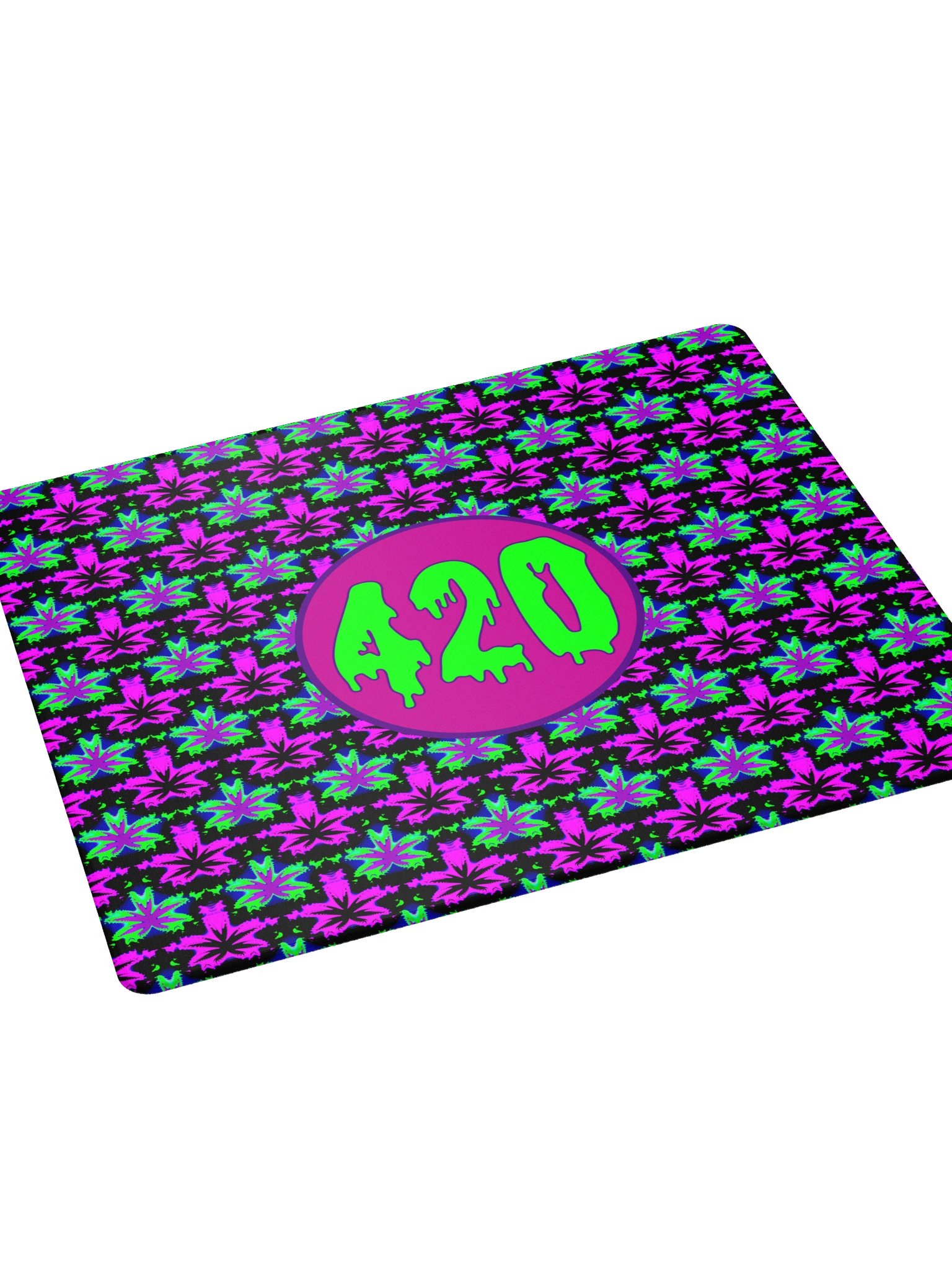 420 Stoner Gaming Mouse Pad, Cannabis Desk Mat, Pot Leaf Neon Gamer Room Decor, Creepy Weed Computer Game Accessory, Marijuana PC Deskpad product image (4)