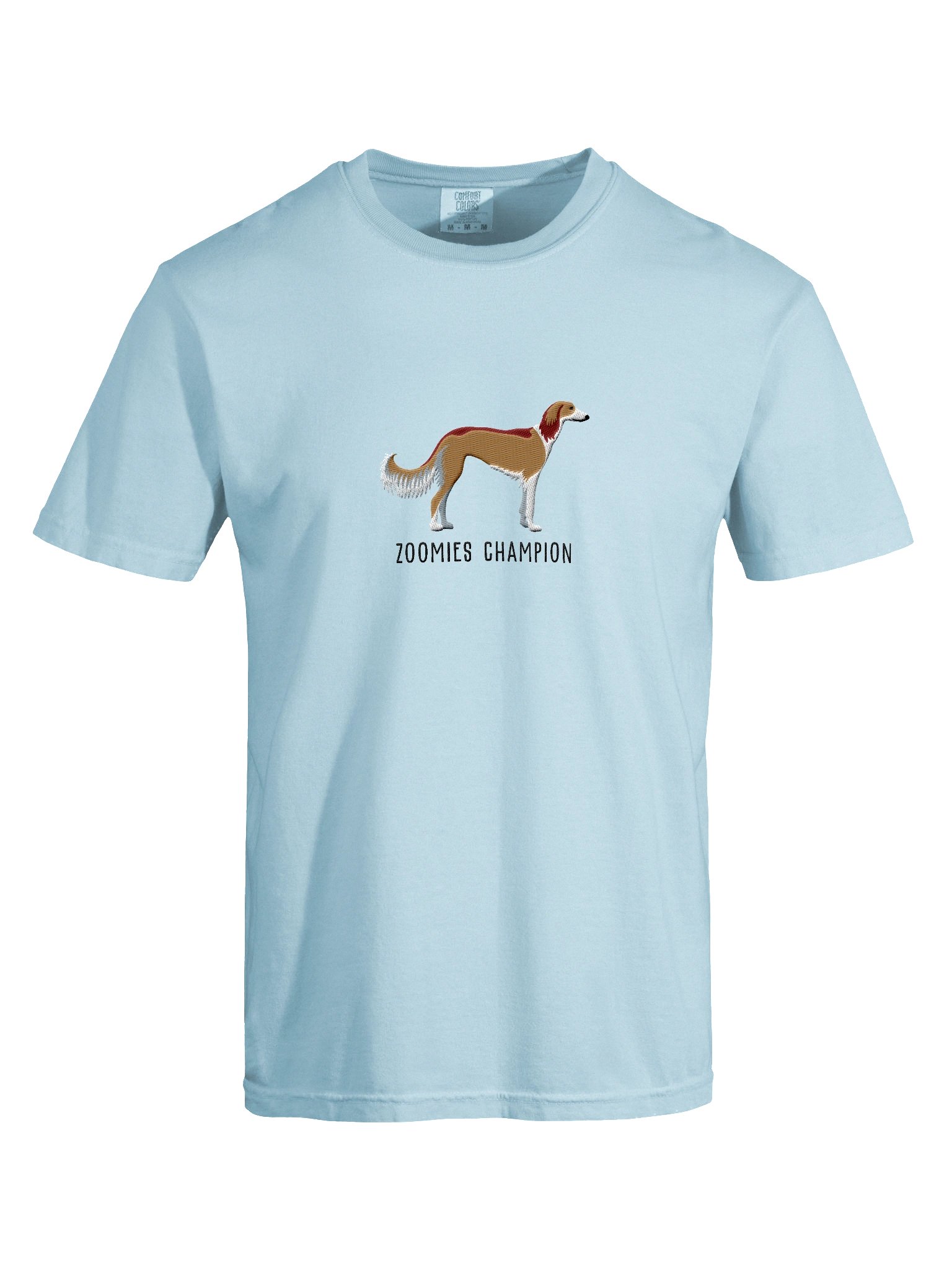 Zoomies Champion T-Shirt(Embroidered) of a Saluki(Tan) product image (10)