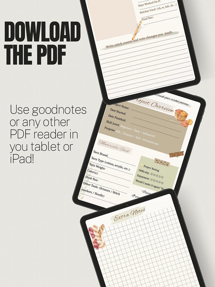 Digital Beginner Crochet Journal Log(Printable PDF) * - No Phisical Product product image (2)
