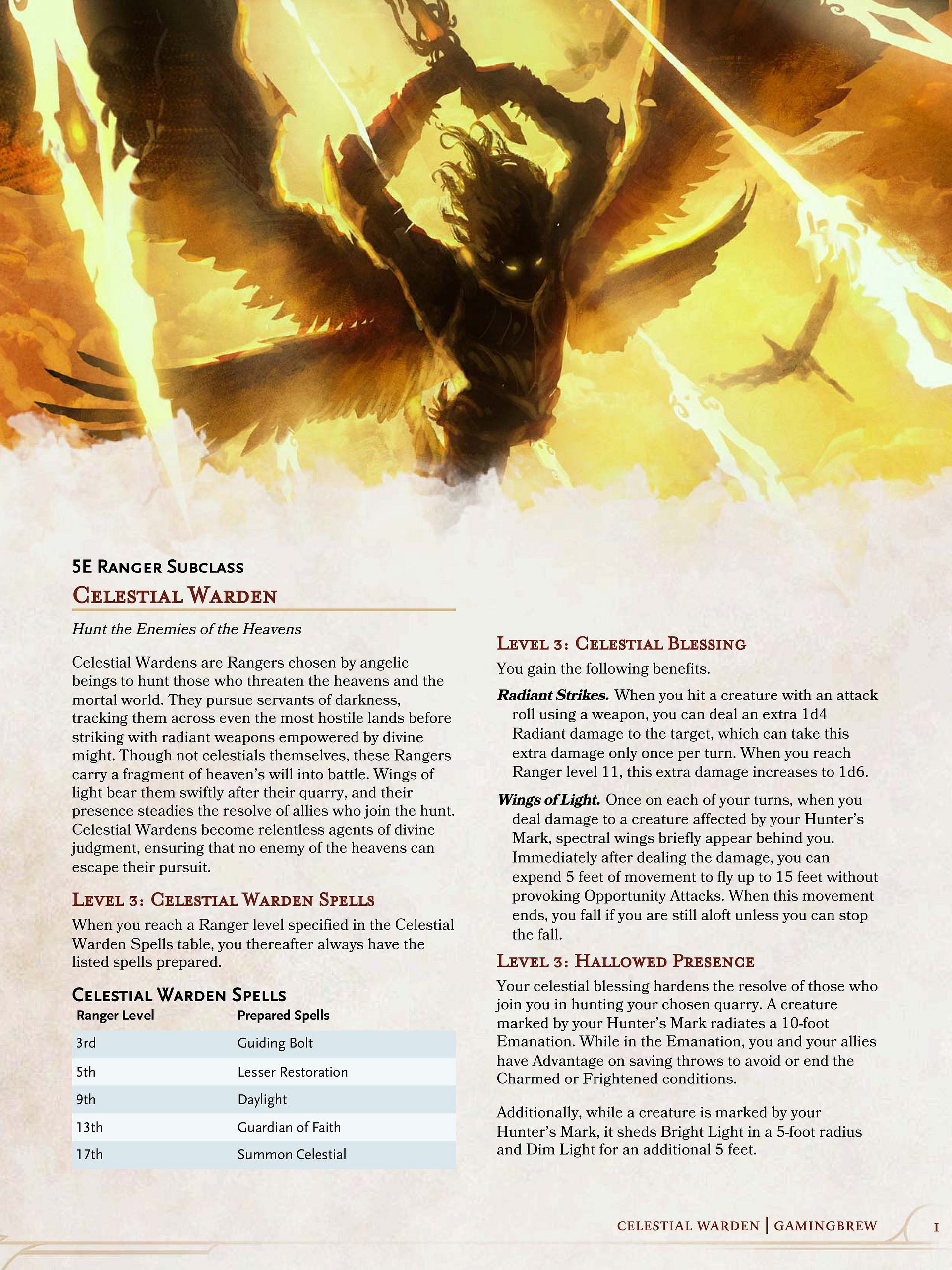 Celestial Warden | 5.5E Ranger Subclass product image (2)
