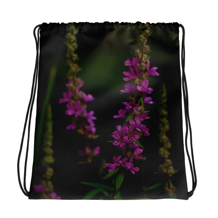 Drawstring bag - Purple blossoms against a dark background product image (1)