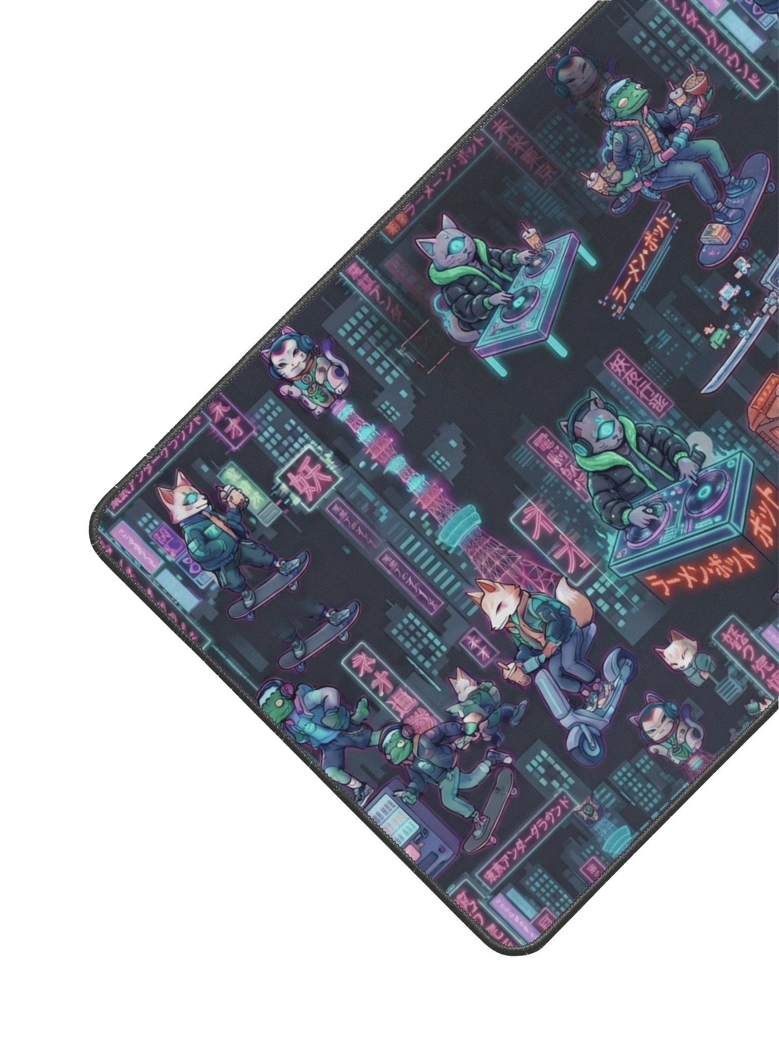 Compact Urban Yōkai Neon Desk Mat - 12" x 22" Gaming Pad product image (2)
