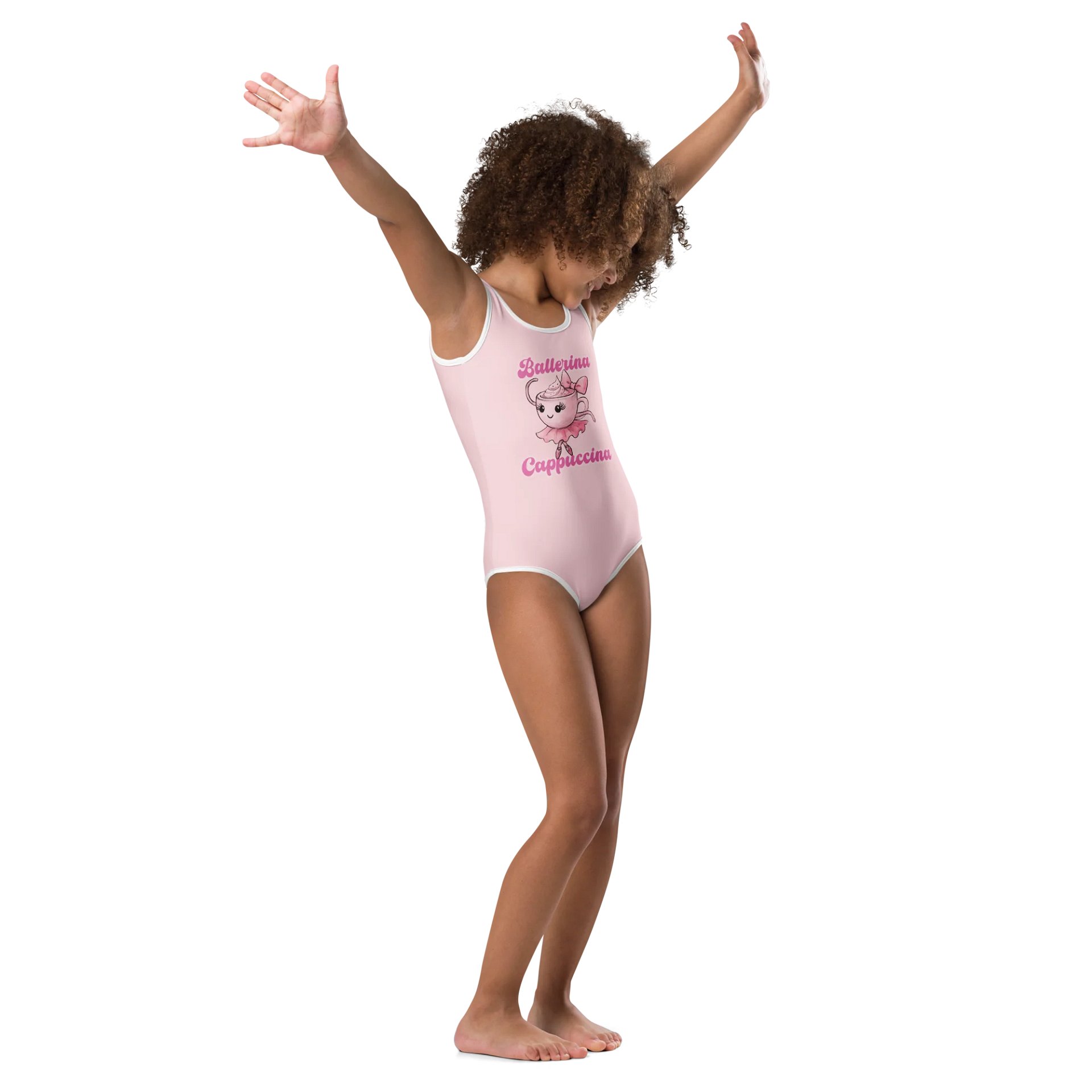 Ballerina Cappuccina watercolor design – Kid Girl Swimsuit product image (1)