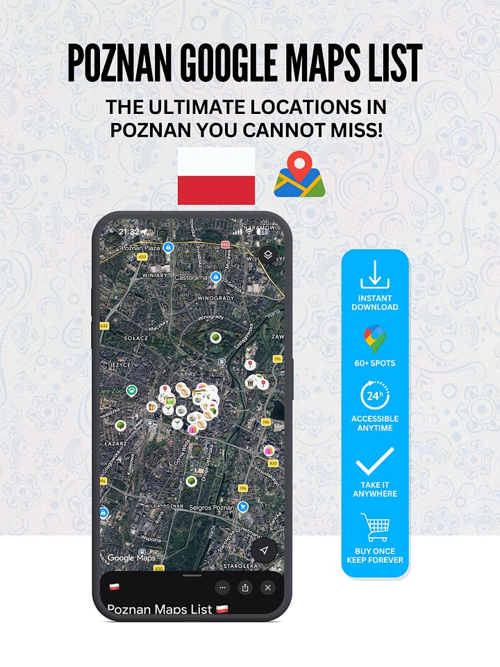 Poznan: 60+ Best Locations (Instant Google Maps Digital List) product image (1)