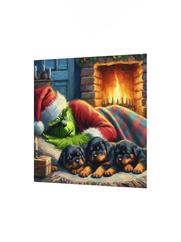 Cozy Grinch & Rottweiler Puppies Christmas Poster product image (9)