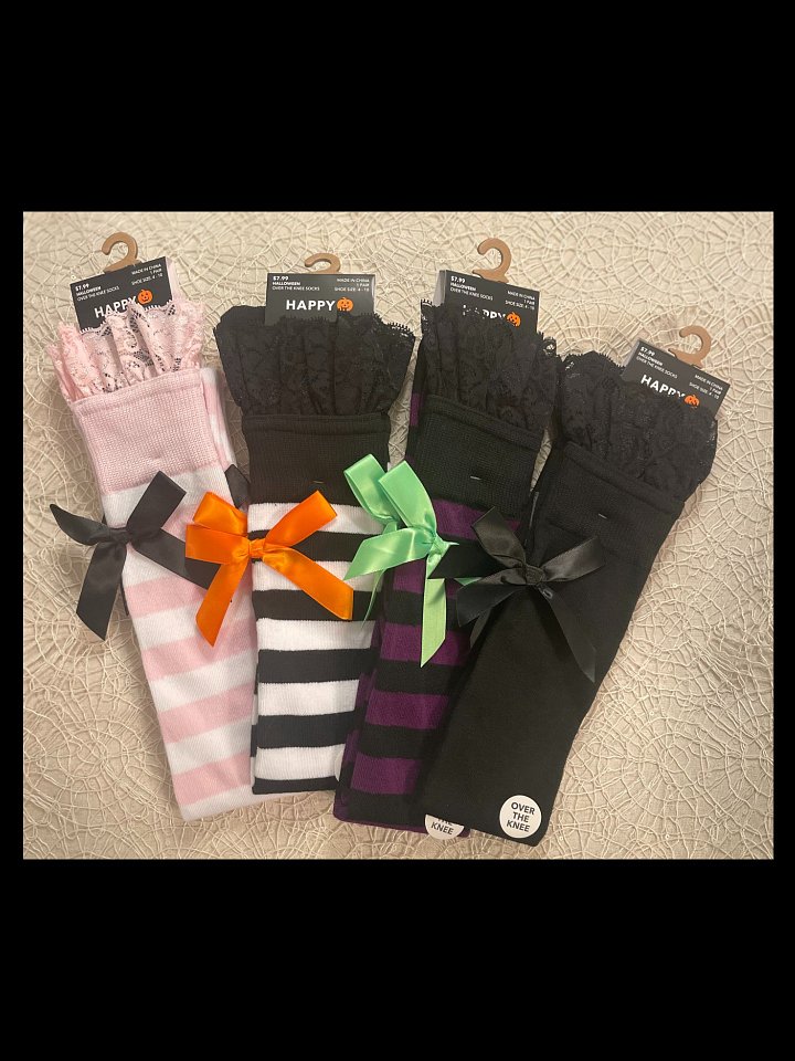 Black & White Stripe Over-the-knee Socks with Bow product image (2)