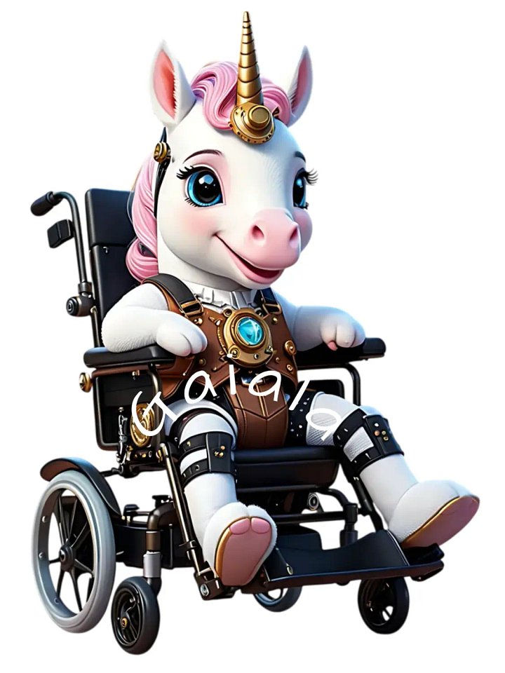 Baby Unicorn in Wheelchair Kid Nursery Print Child Wall Art product image (1)