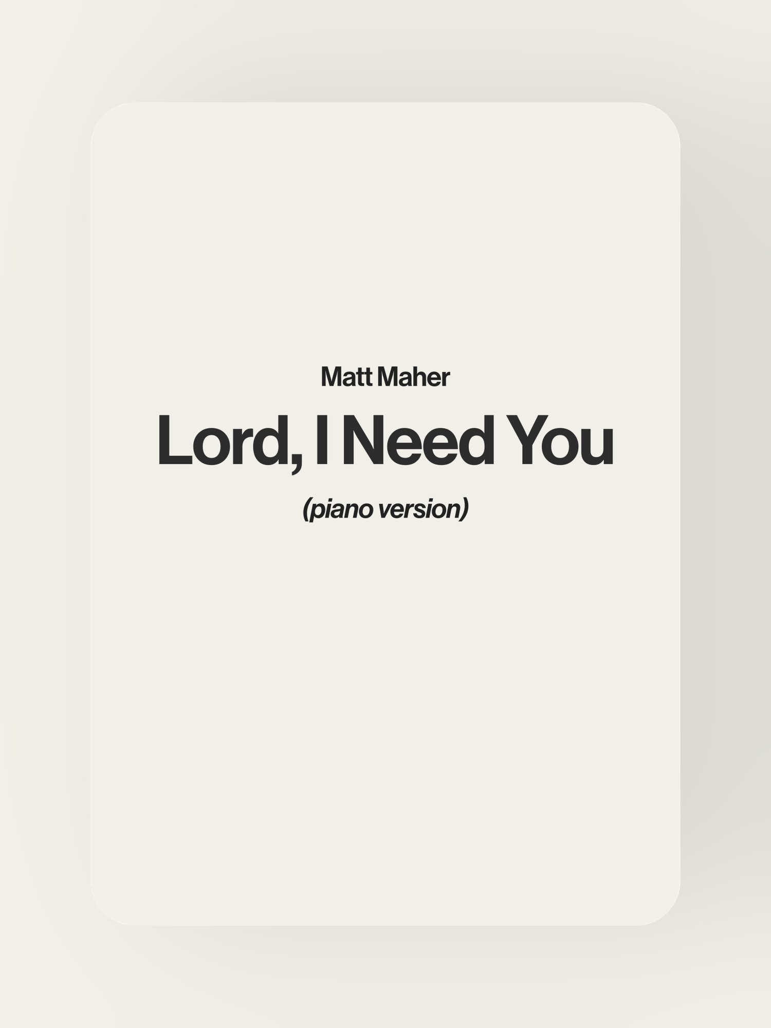 Matt Maher - Lord, I Need You product image (1)