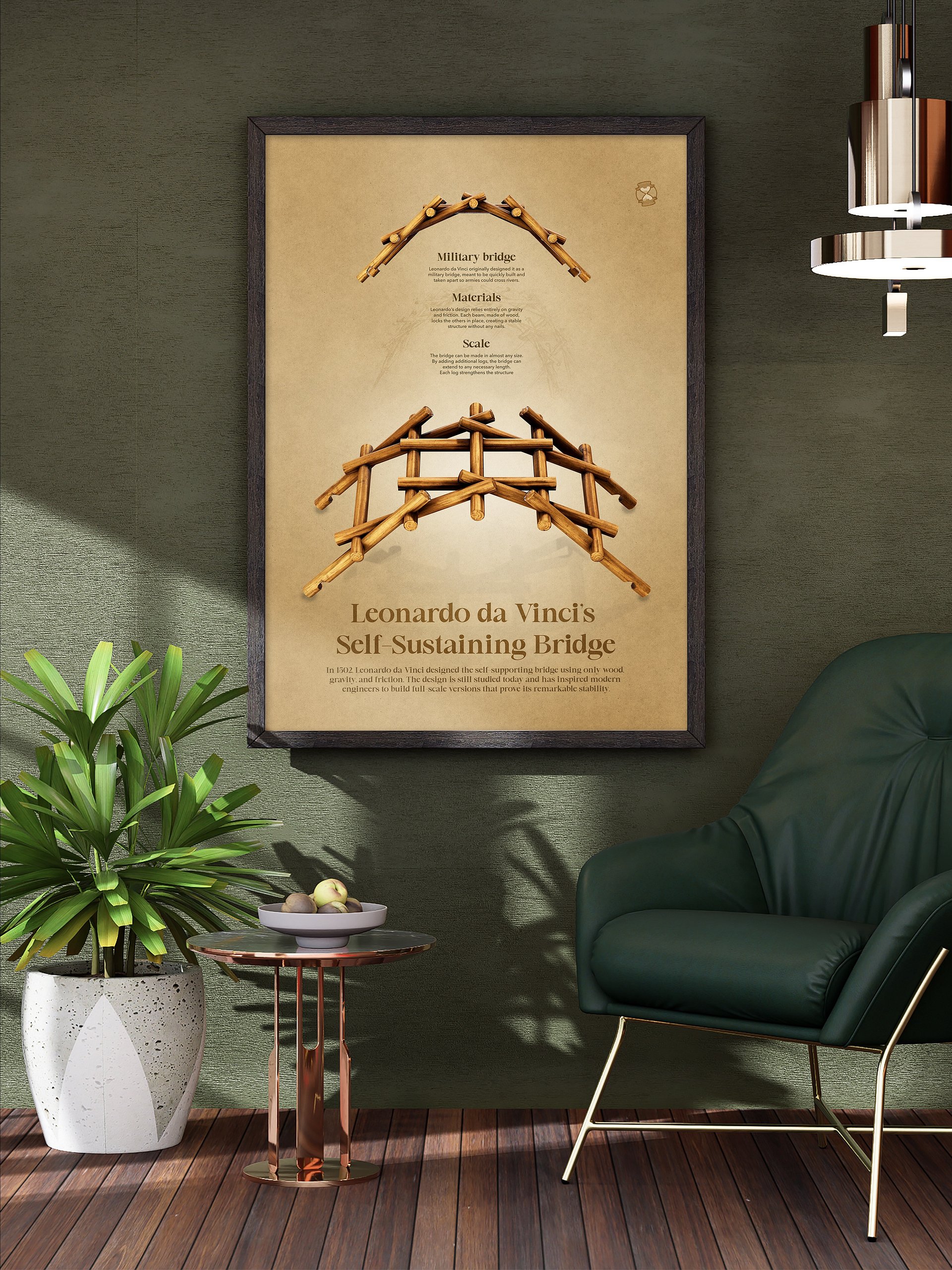 Leonardo da Vinci's Bridge (Framed poster) product image (1)