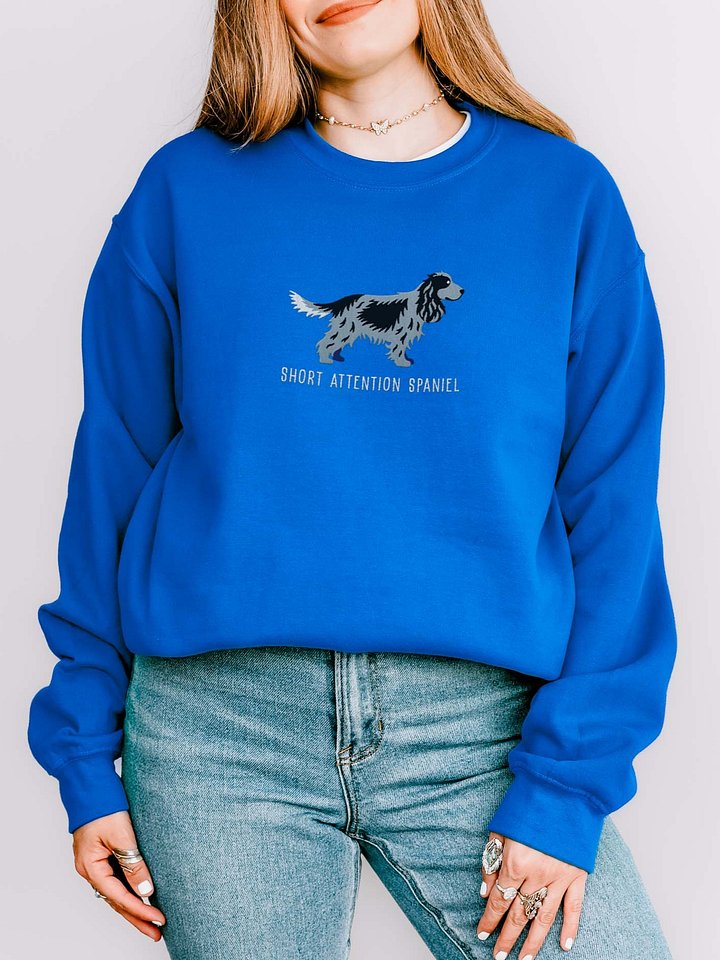 Short Attention Spaniel Sweatshirt (Embroidered) of an English Cocker Spaniel(Blue Roan, Full Tail) product image (2)