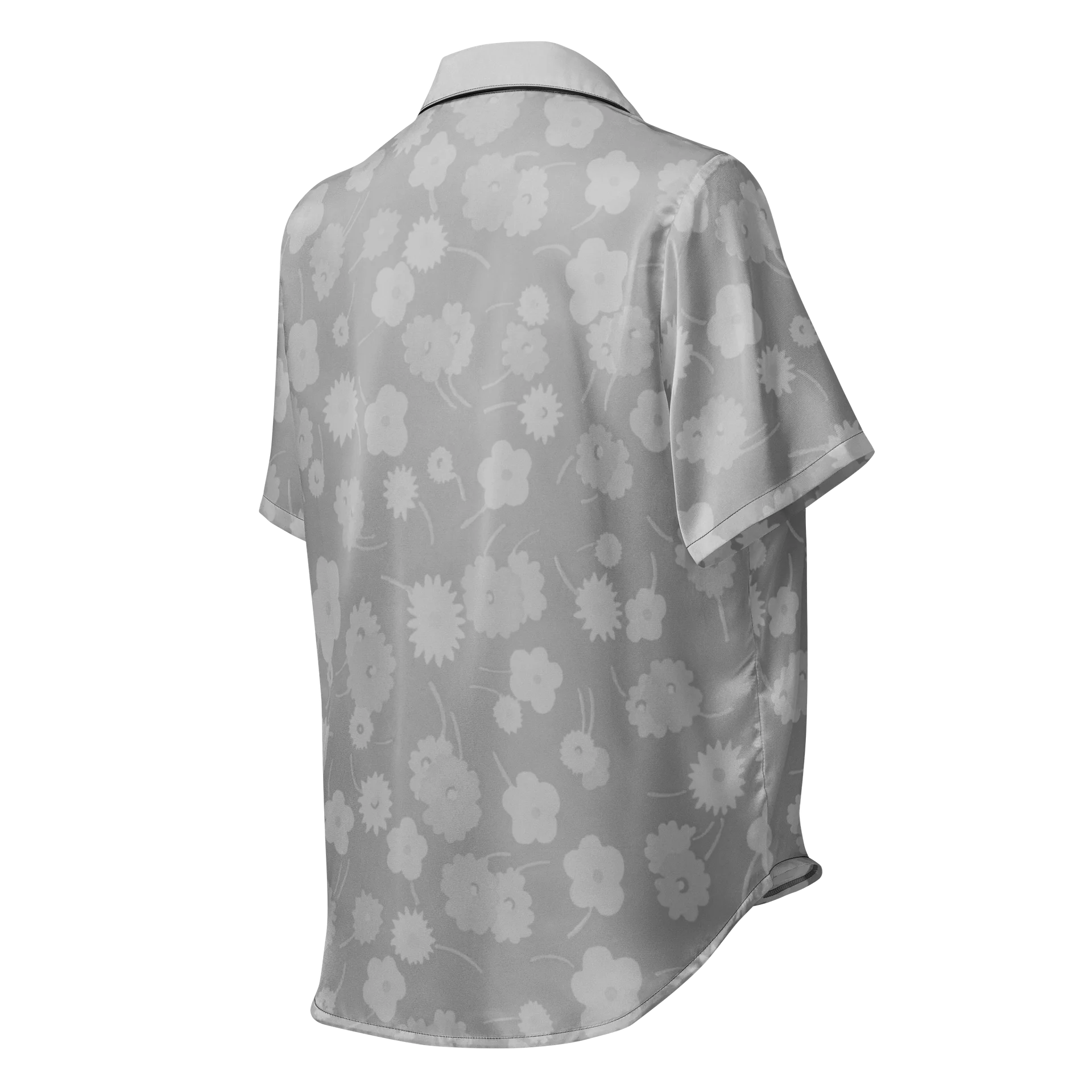 Gray Floral All-Over Print Pajama Top product image (2)
