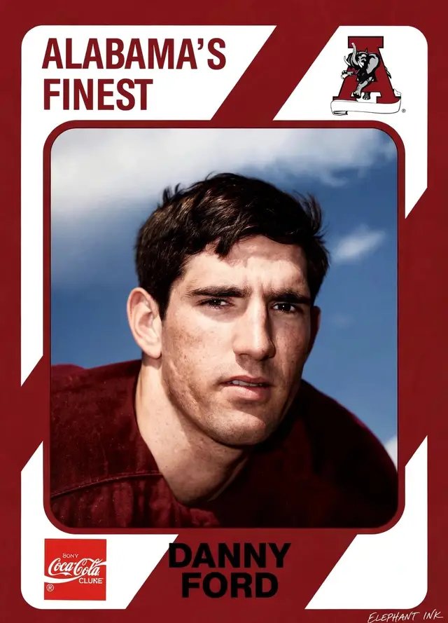 DANNY FORD   Before the championship headset, there was an Alabama helmet. From Gadsden, Alabama, Danny Ford played for Coach Paul “Bear” Bryant on the Crimson Tide varsity from 1967–69. His Alabama career included time at tight end before he became a two-year starter at offensive tackle.  Ford earned first-team All-SEC honors and served as an Alabama team captain. He also earned Academic All-SEC recognition—building a résumé that reflected his work on the field and in the classroom.  His connection to Alabama continued after his playing days. As an assistant coach, he served on Bryant’s 1973 national-championship staff.  Then came a championship of his own. Ford led Clemson to a perfect 12–0 season and the 1981 national championship, secured with an Orange Bowl victory over Nebraska. He was just 33 years old.  Across his head-coaching stops at Clemson and Arkansas, Ford compiled a 122–59–5 record. In 2017, he entered the College Football Hall of Fame as a coach.  An Alabama captain. An All-SEC lineman. A national-championship coach. Remembering Danny Ford’s place in the Crimson Tide story—and the career that followed. Roll Tide.   — Elephant Ink