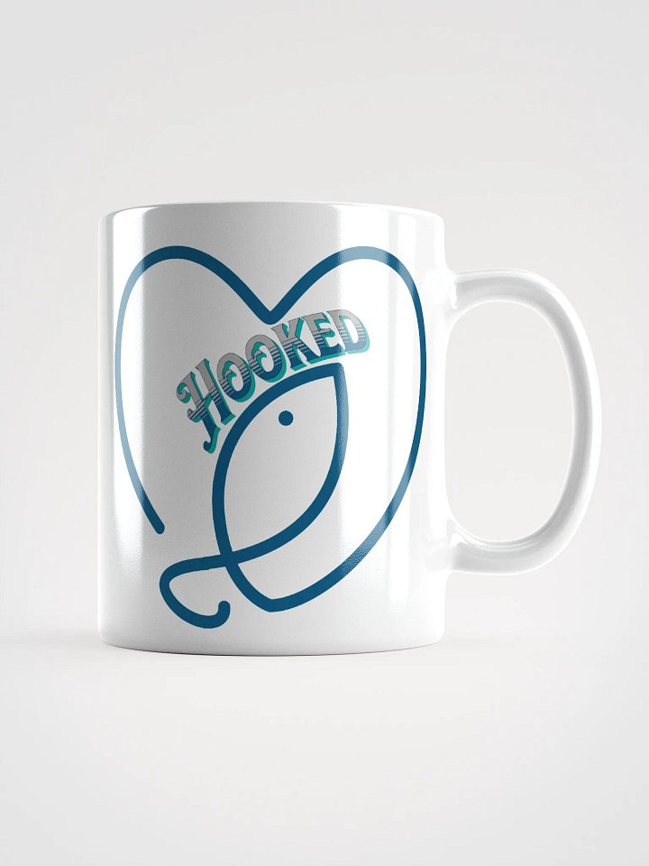 Hooked On Love Ceramic Mug, Heartfelt Connection Mug, Heart & Fish Coffee Cup, Romantic Love Gift, Valentine's Day Gift, Anniversary Present, Fisherman's Birthday Gift product image (1)