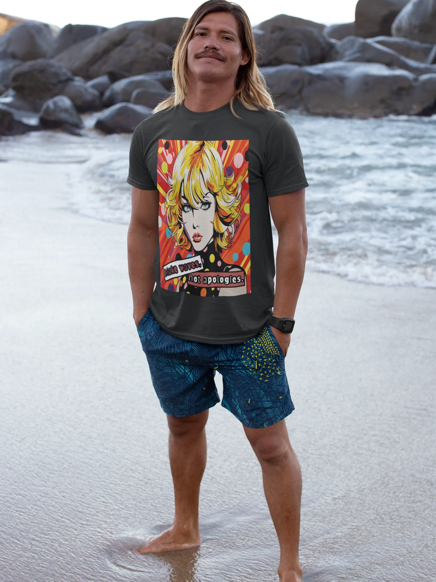 Make Waves Not Apologies Pop Art Graphic Tee product image (11)