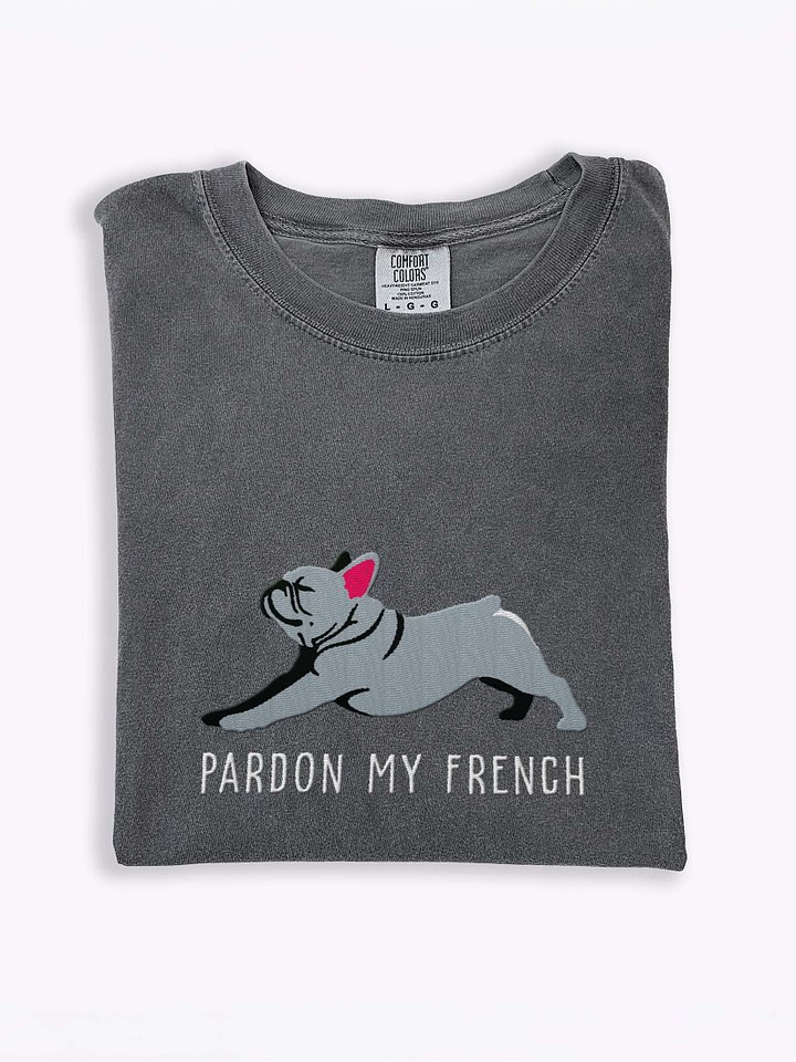 Pardon My French T-Shirt(Embroidered) of a French Bulldog(Blue) product image (1)