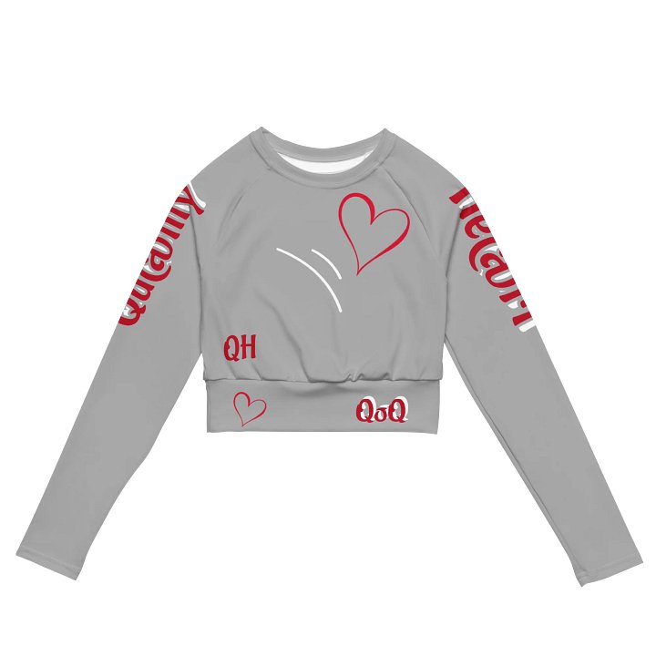 "Qu@lity He@rt" Long Sleeve Crop Top (Grey) product image (2)