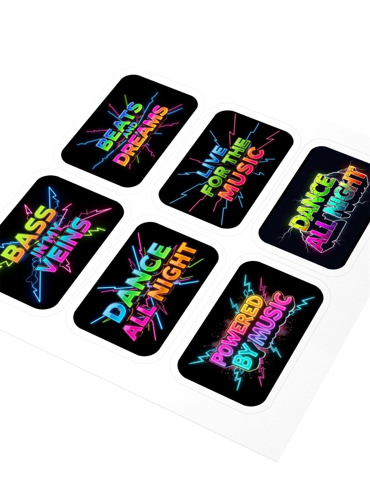 Neon Music Vibes Kiss Cut Black Stickers Set product image (3)
