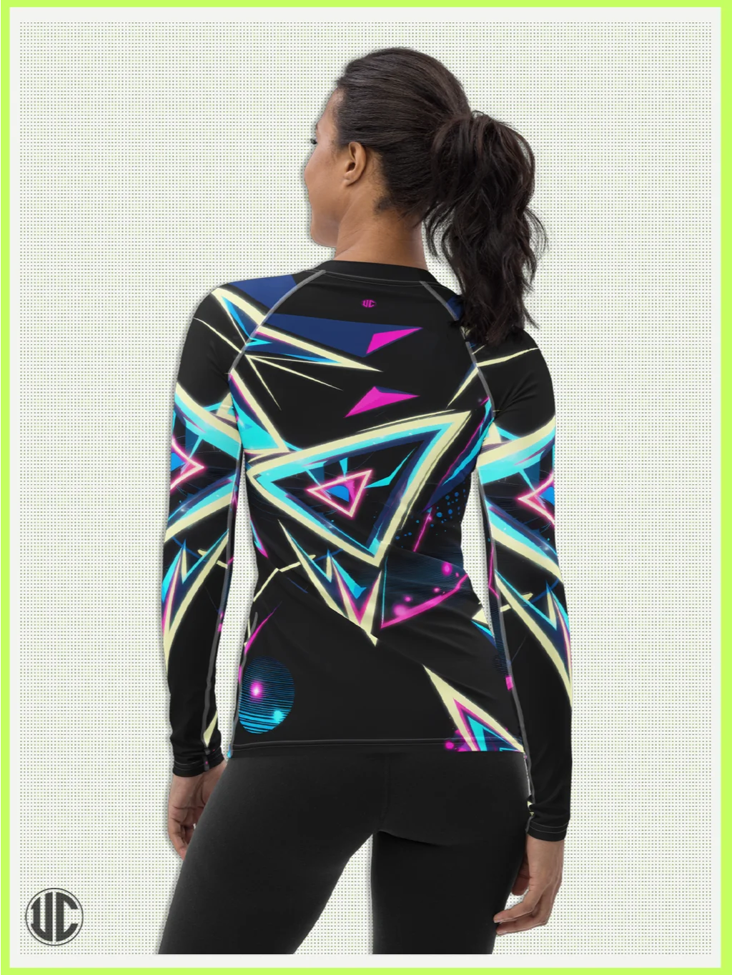 Electric ’80s Neon – Women’s Rash Guard product image (2)