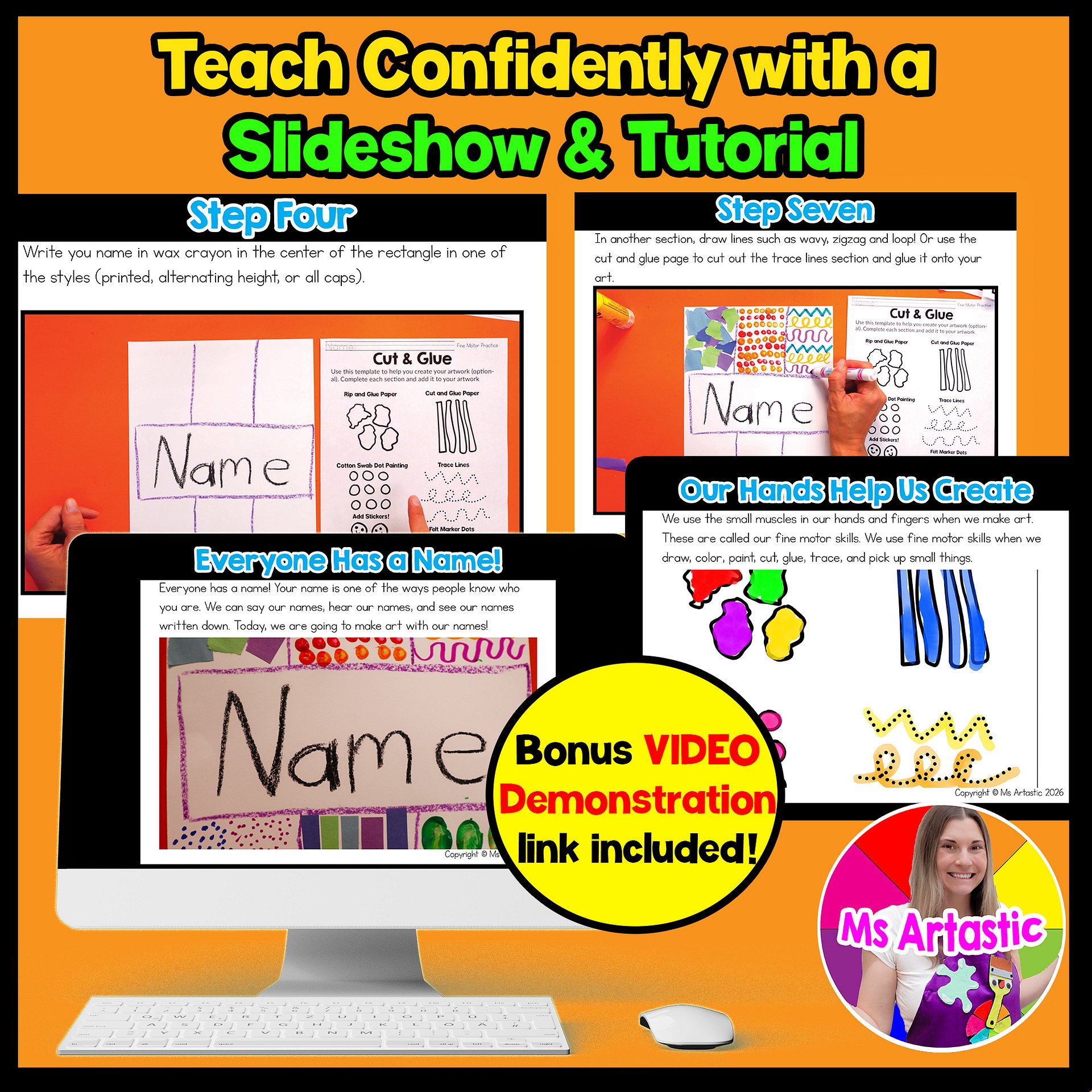 Fine Motor Name Art Lesson Pre K Name Recognition Art Project Preschool Art product image (2)