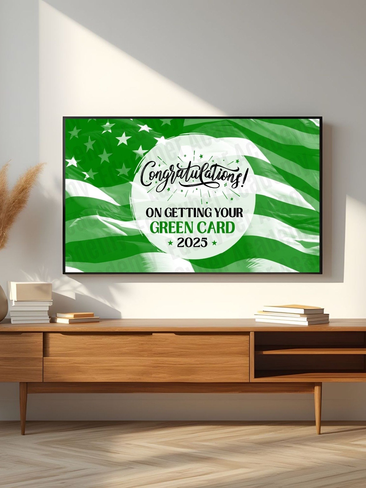 US Permanent Resident Frame TV Art Congratulations Green Card Renewal Celebration Desktop & Laptop Greencard Wallpaper Background product image (2)