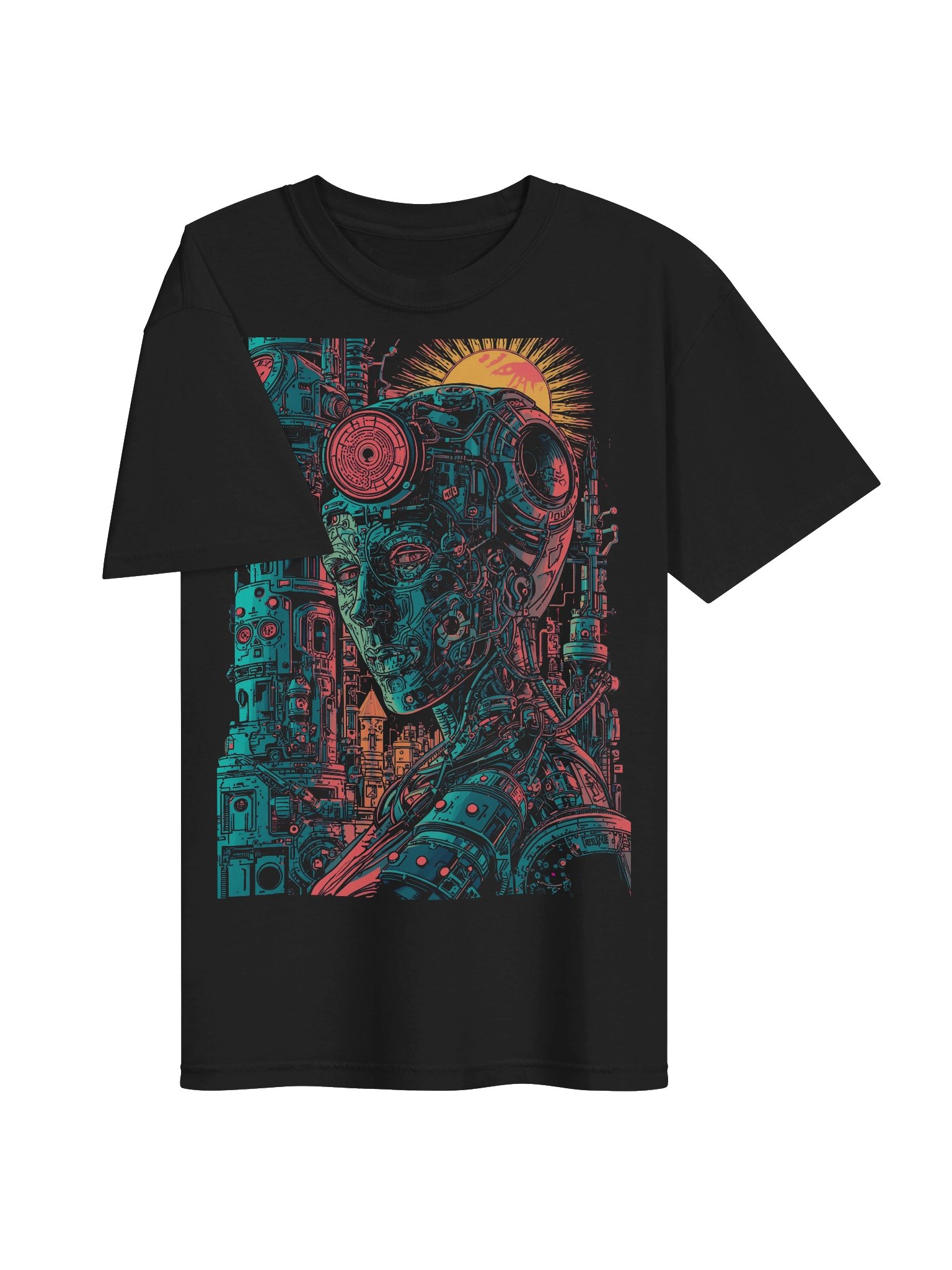 Neon Cyborg Sun Heavyweight T-Shirt product image (6)