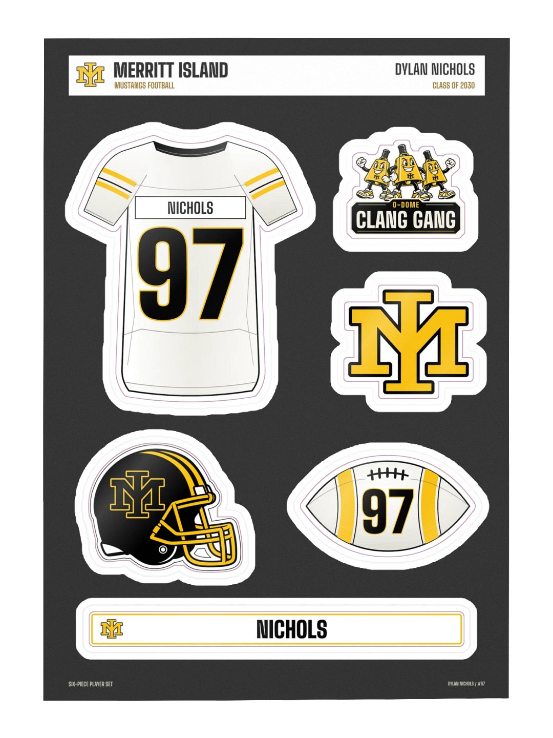 Dylan Nichols #97 — Mustangs Sticker Sheet