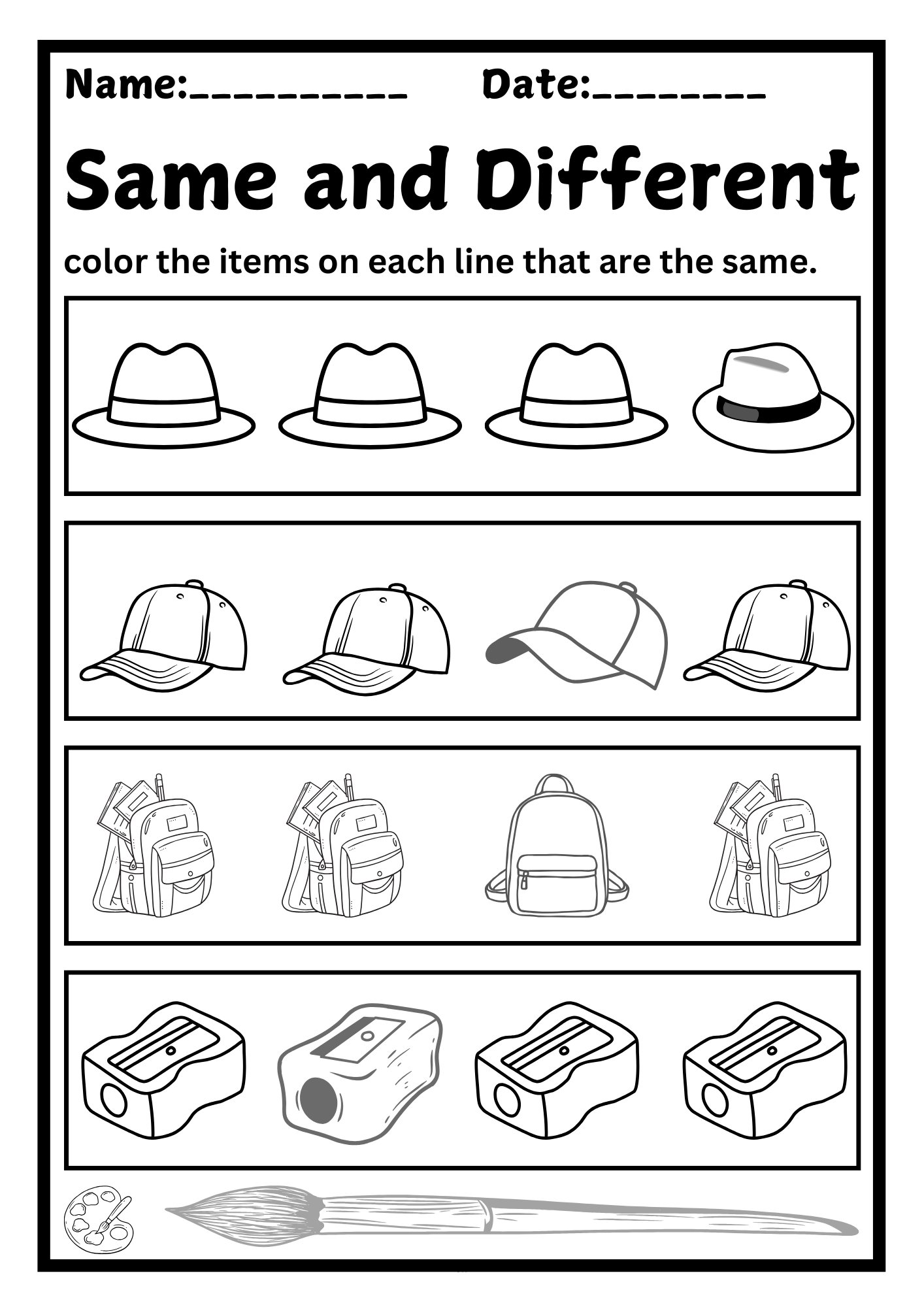 Same and Different Worksheet - Find and Color Activity for Preschoolers product image (1)