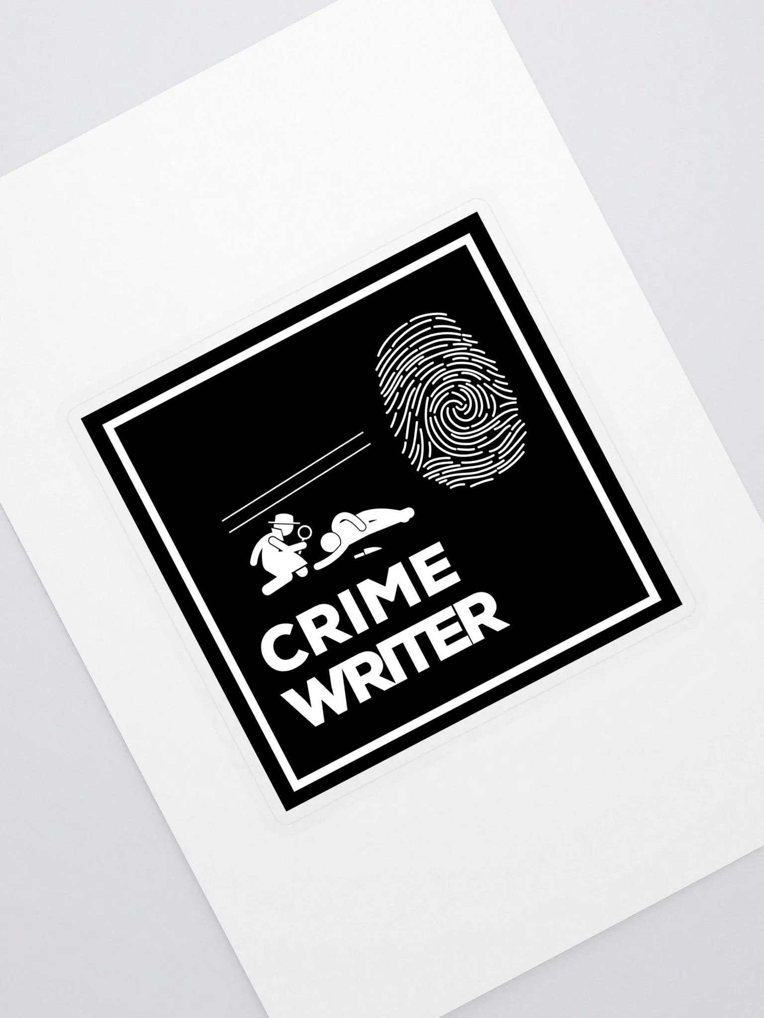 Crime Writer Sticker in black and white product image (1)