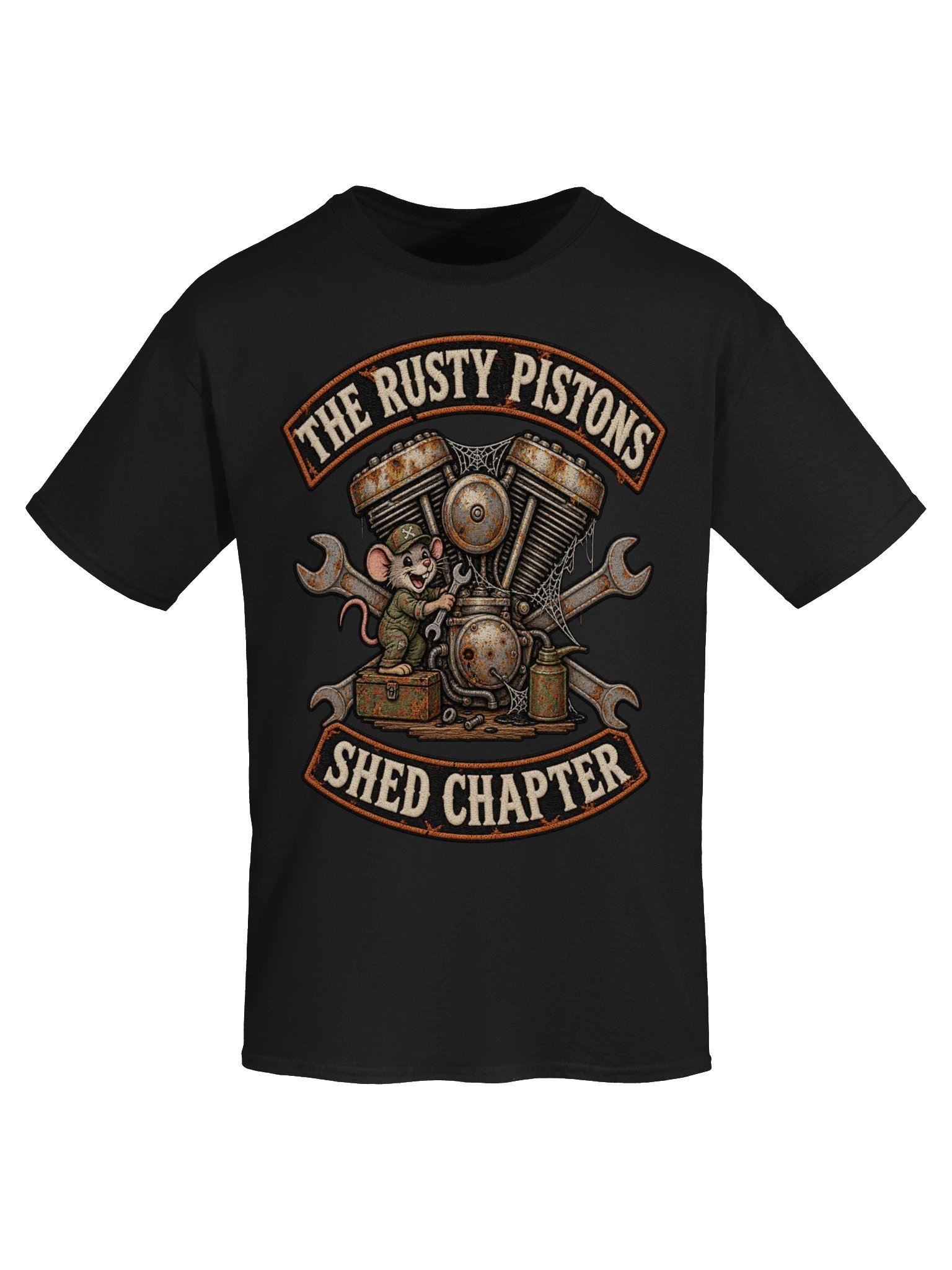 The Rusty Pistons Shed Chapter – Funny Biker Patch T-Shirt product image (5)