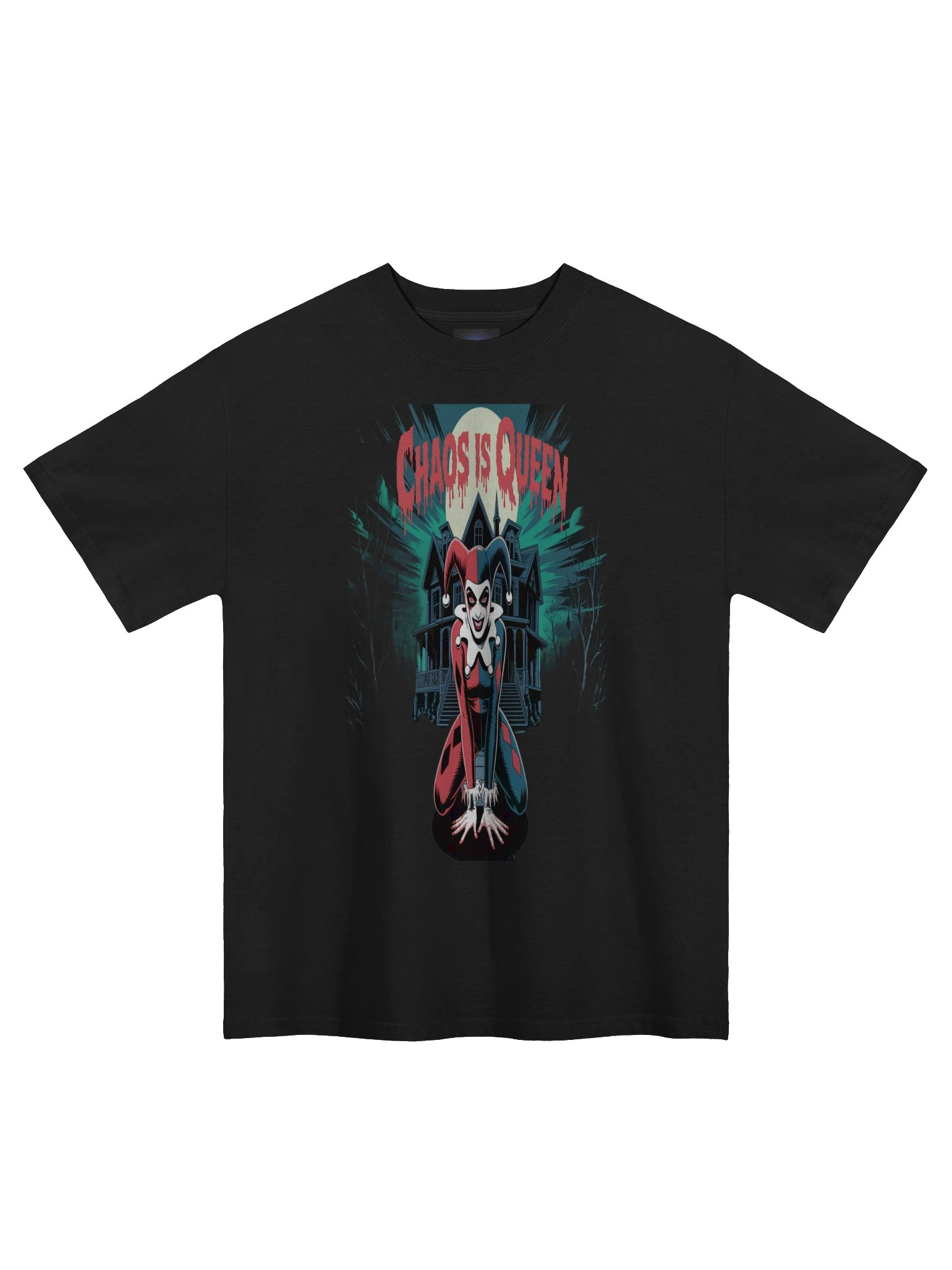 Harley Quinn 'Chaos is Queen' Haunted Manor Oversized Faded T-Shirt product image (3)