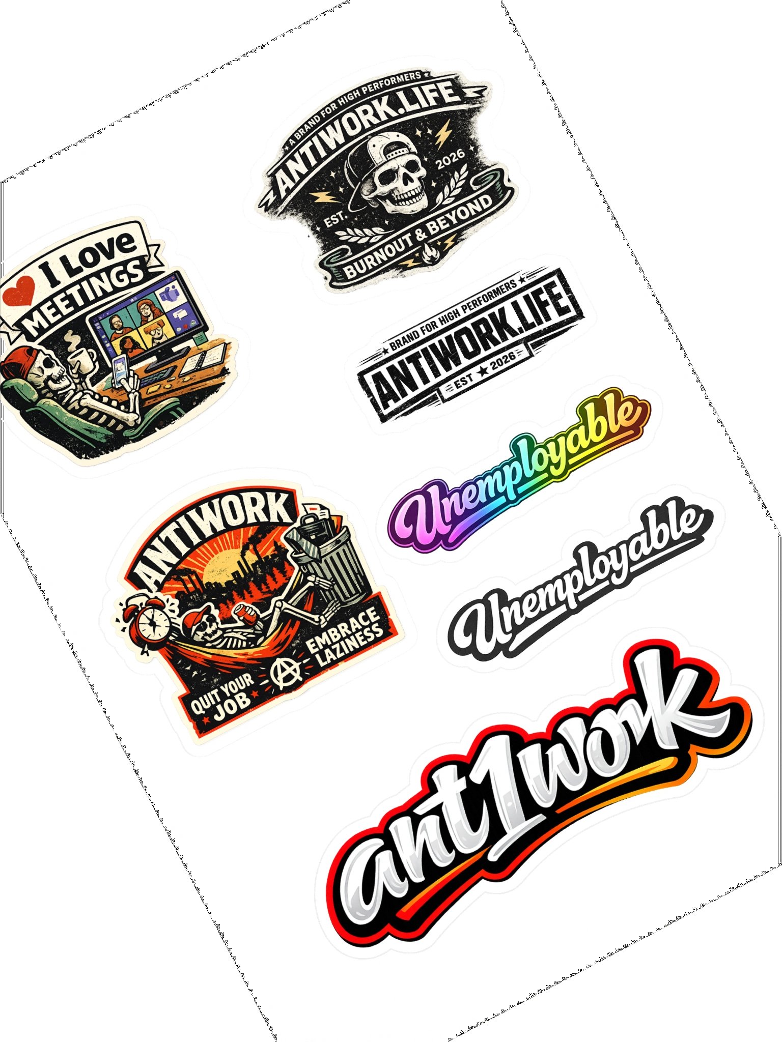 Set of antiwork stickers product image (1)