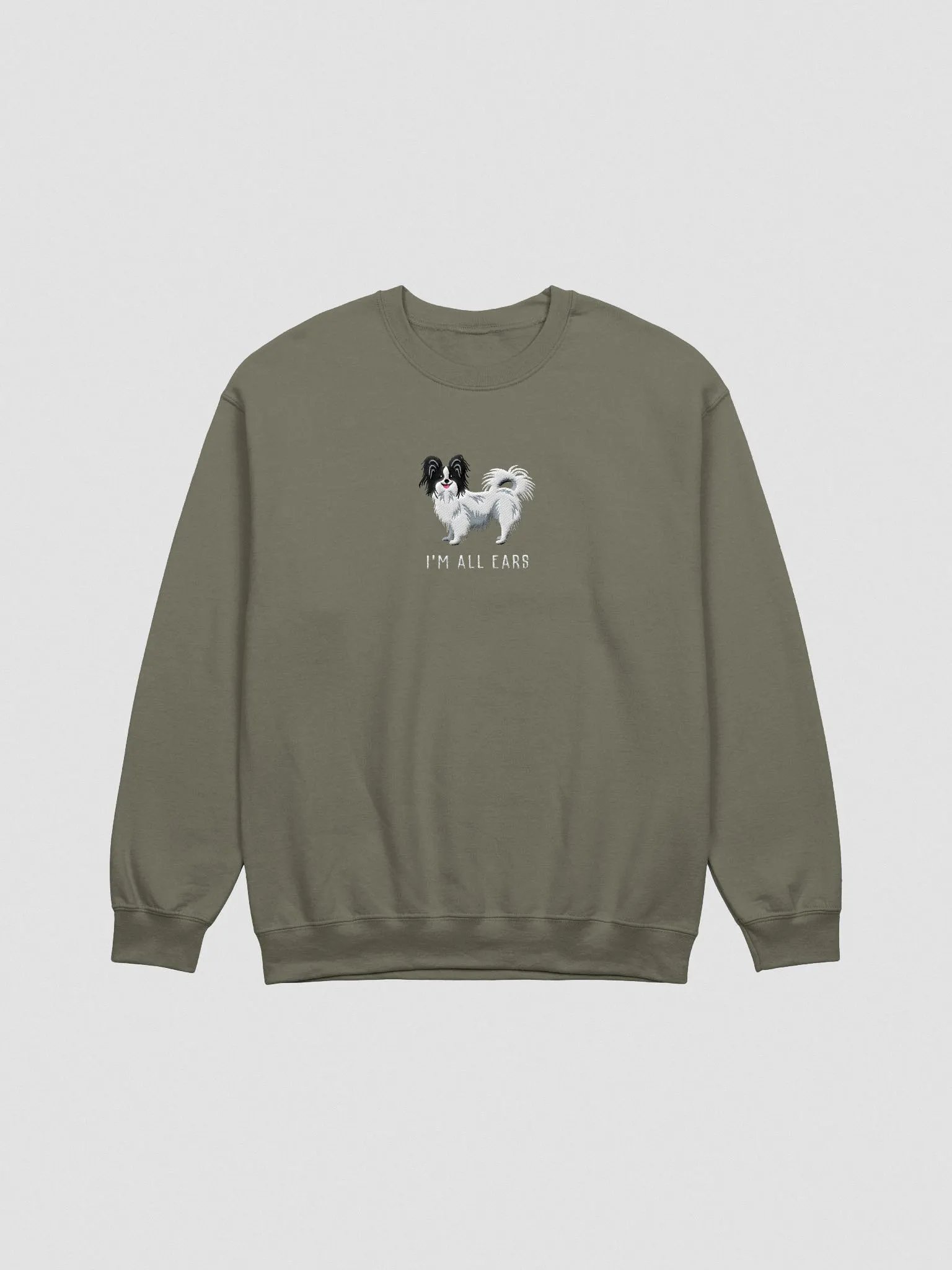I'm All Ears Sweatshirt (Embroidered) of a Papillon(Black & White) product image (4)
