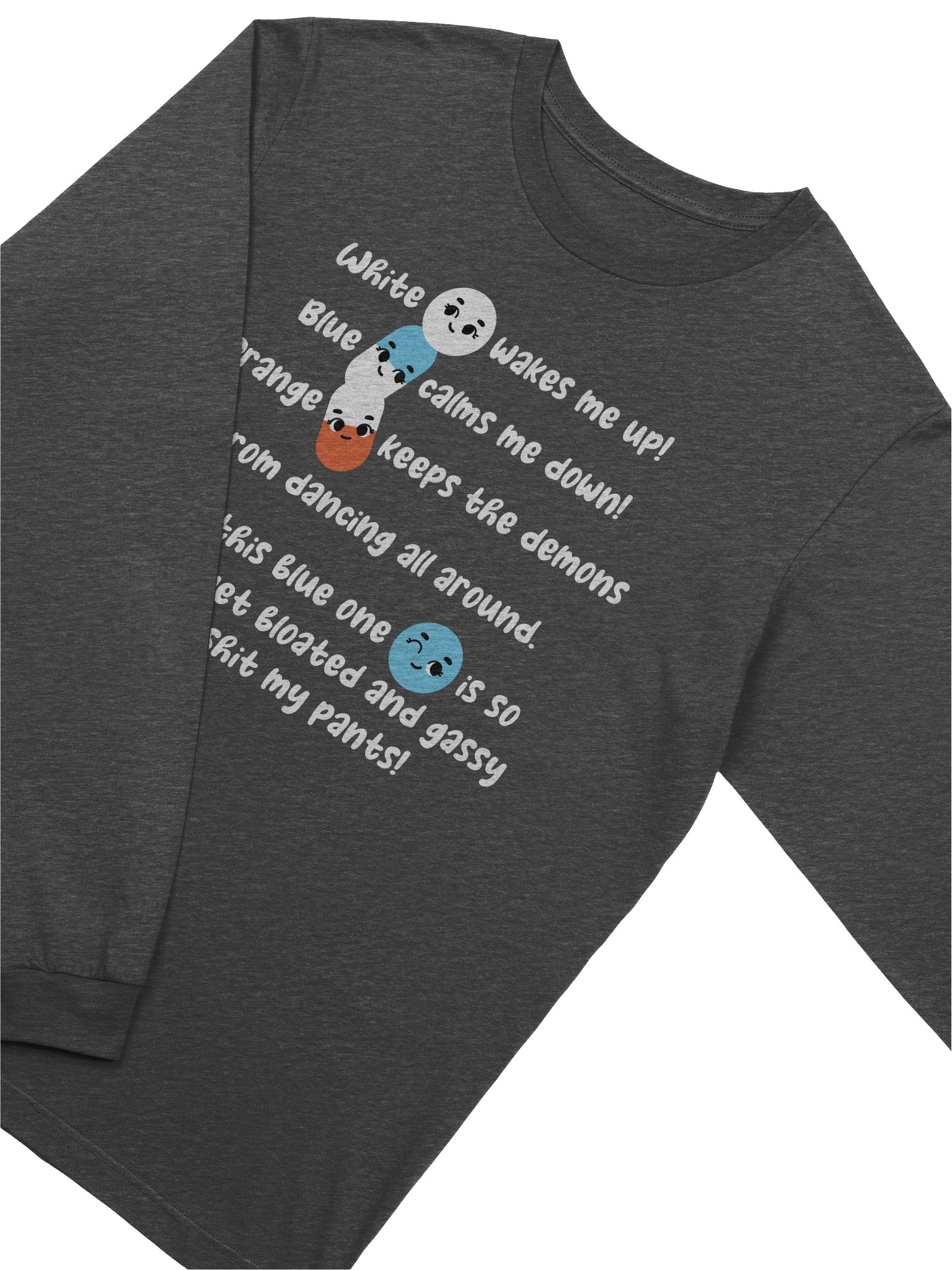 White wakes me up, blue calms me down… Long Sleeve Tee product image (3)