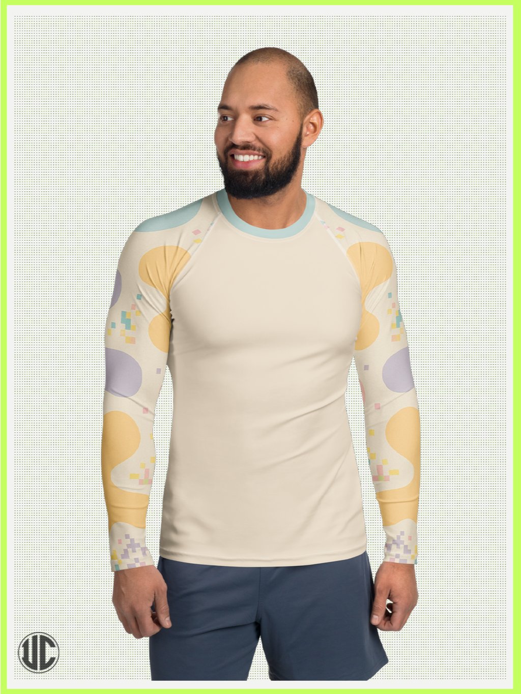 Theo’s Digital Wave – Men’s Rash Guard product image (1)