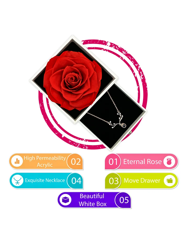 Eternal Rose Gift Box with "I Love You" Necklace (red) product image (2)
