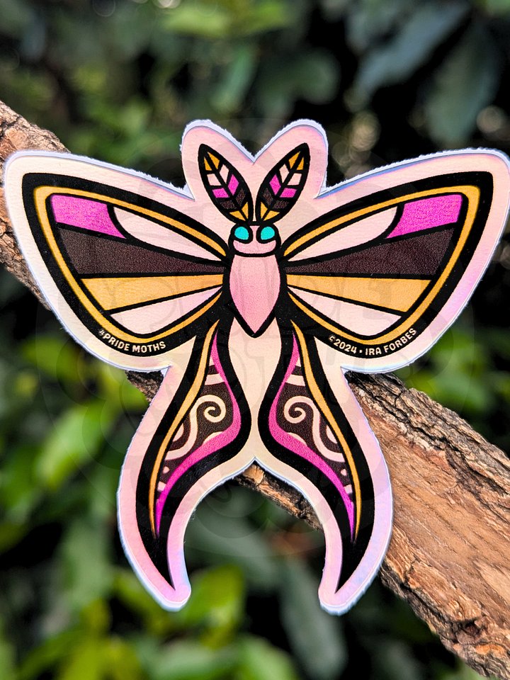 № 8 | NONBINARY PRIDE MOTH | HOLOGRAPHIC STICKER | (1-PACK) product image (1)