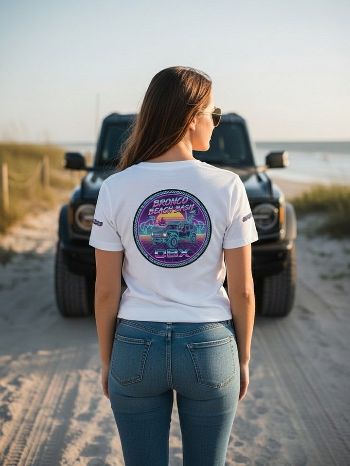 2026 Bronco Beach Bash OBX / Destination Bigfoot Bronco Collab V-Neck Bella+Canvas Supersoft T-Shirt (Multiple Colors Available) product image (2)